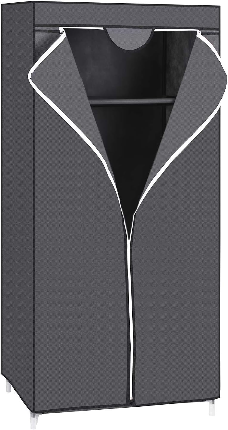 Stoff-Kleiderschrank zusammenklappbar grau 160cm