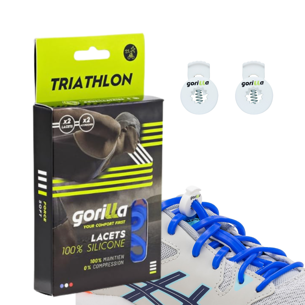 Elastische Schnürsenkel Flexibel Ohne Binden Silikon Triathlon Königsblau