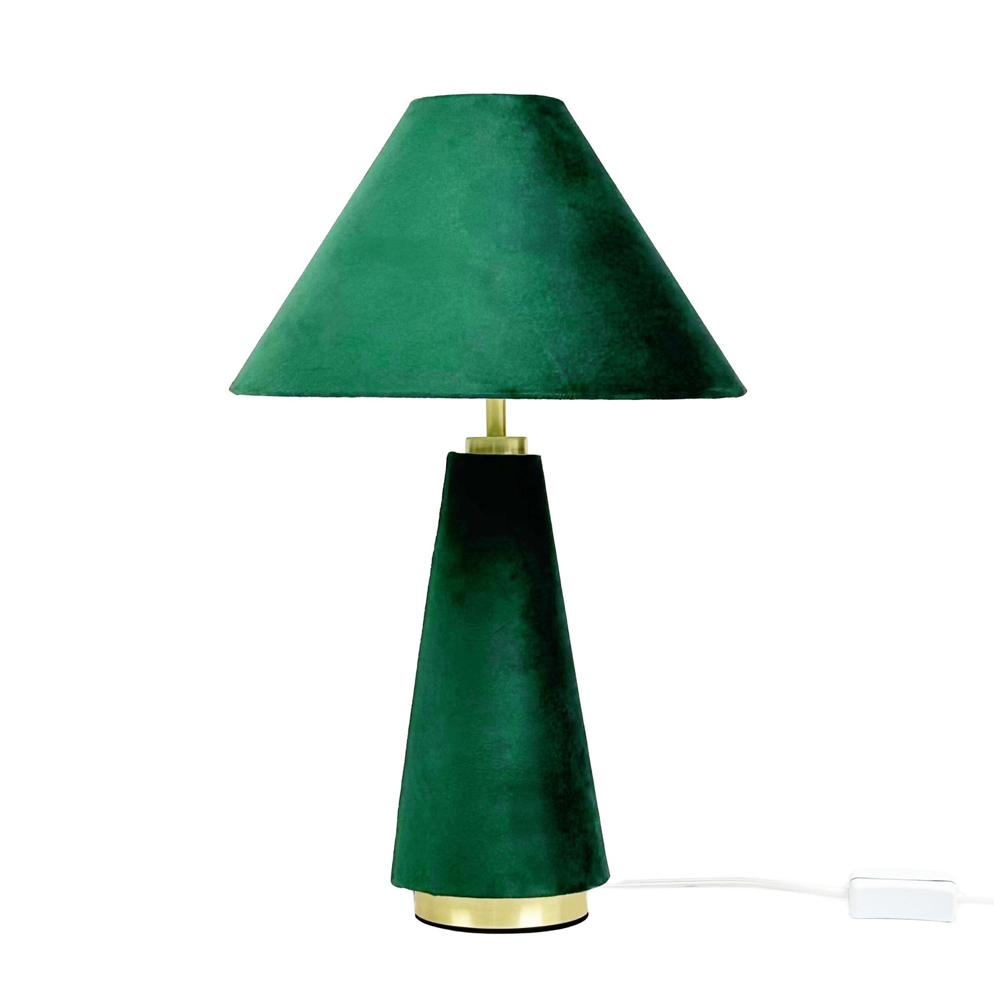 Tischlampe mit Samtschirm Dunkelgrün-Gold
