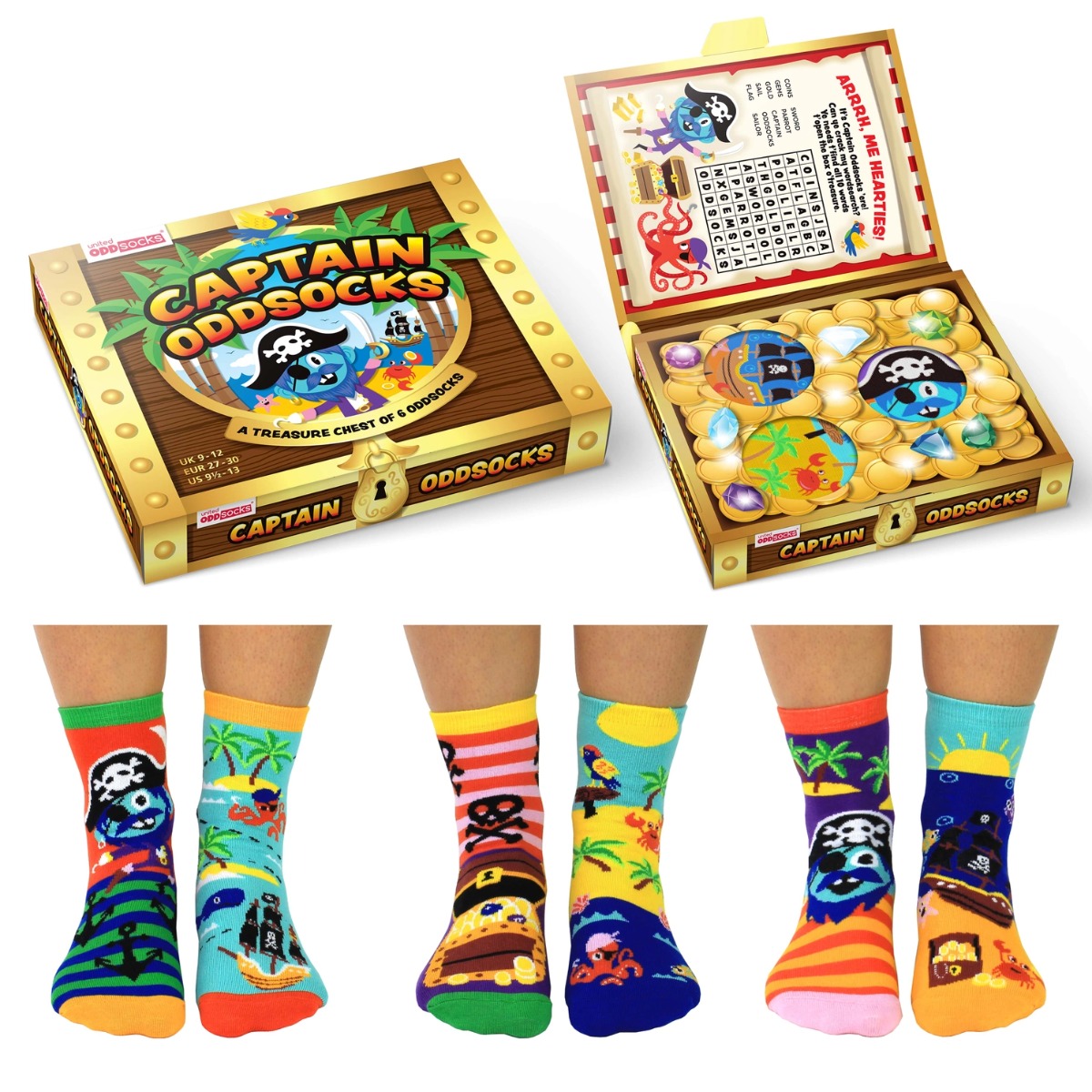 Einzelne Socken im 6er Pack CAPTAIN ODDSOCKS Gr. 27-30