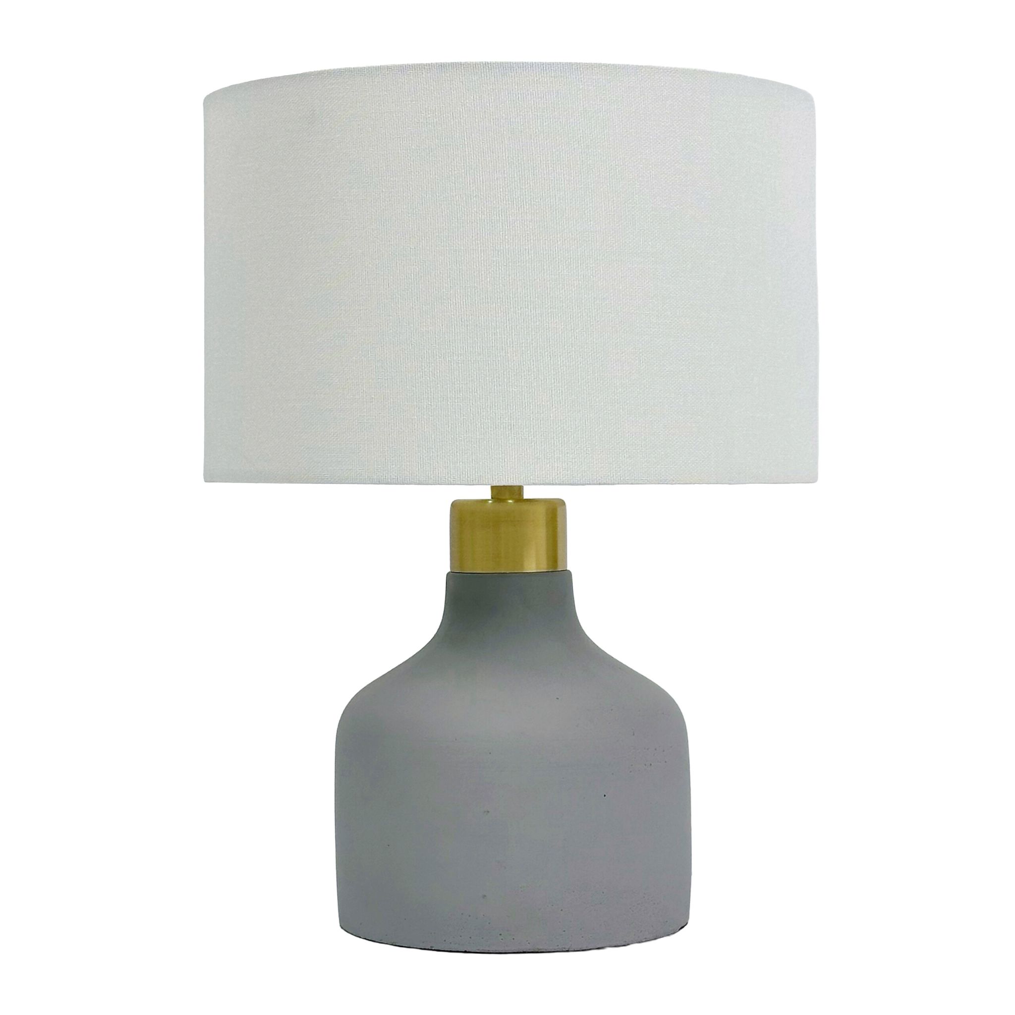 Tischlampe Stoff & Betonfuss Weiss-Gold-Grau