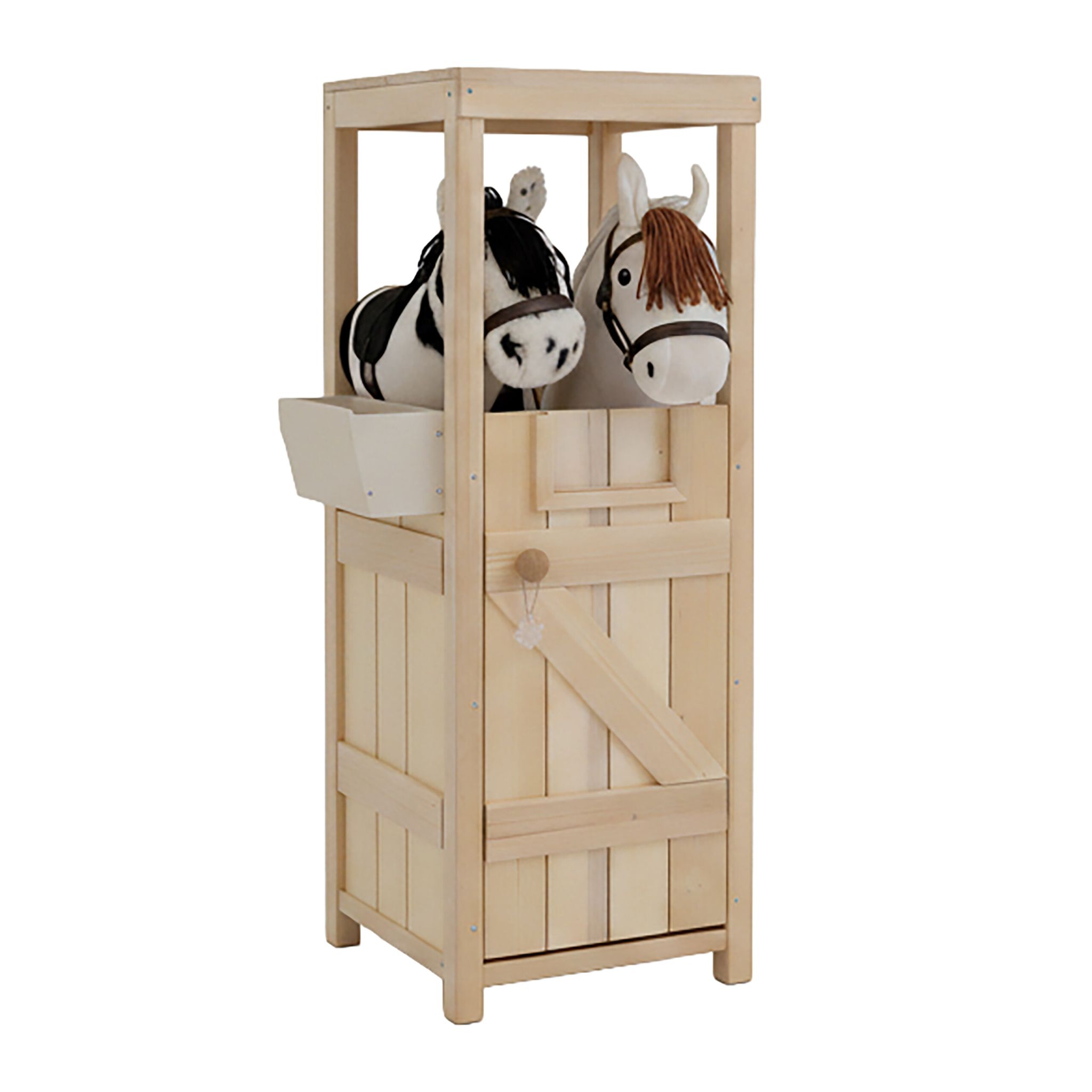 Hobby Horse Stall für 2 Pferde Weiss-Hellbraun