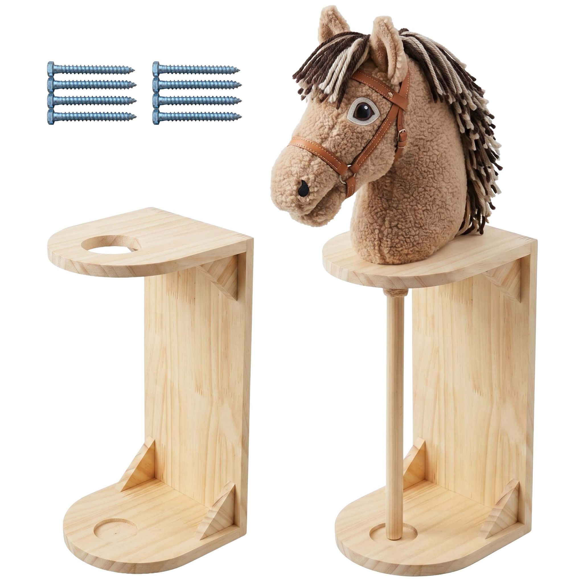 Steckenpferd Halter 2er-Set für die Wand Hellbraun