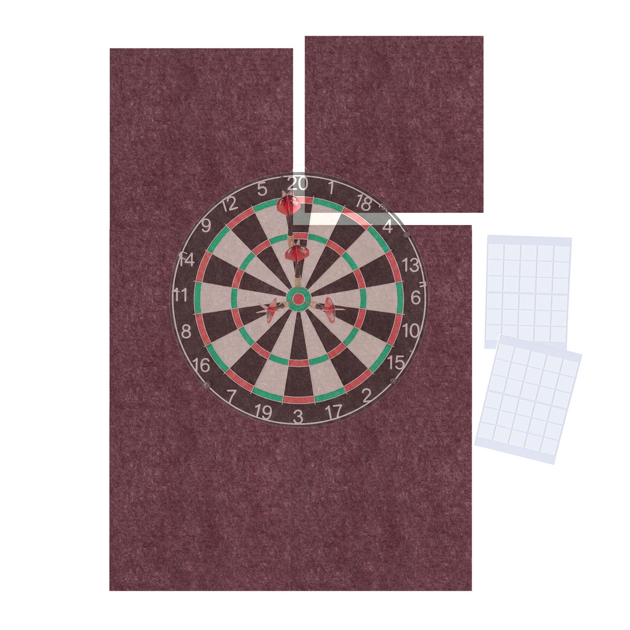 Dartscheibe Schutz 6-teilig Filz Dunkelrot