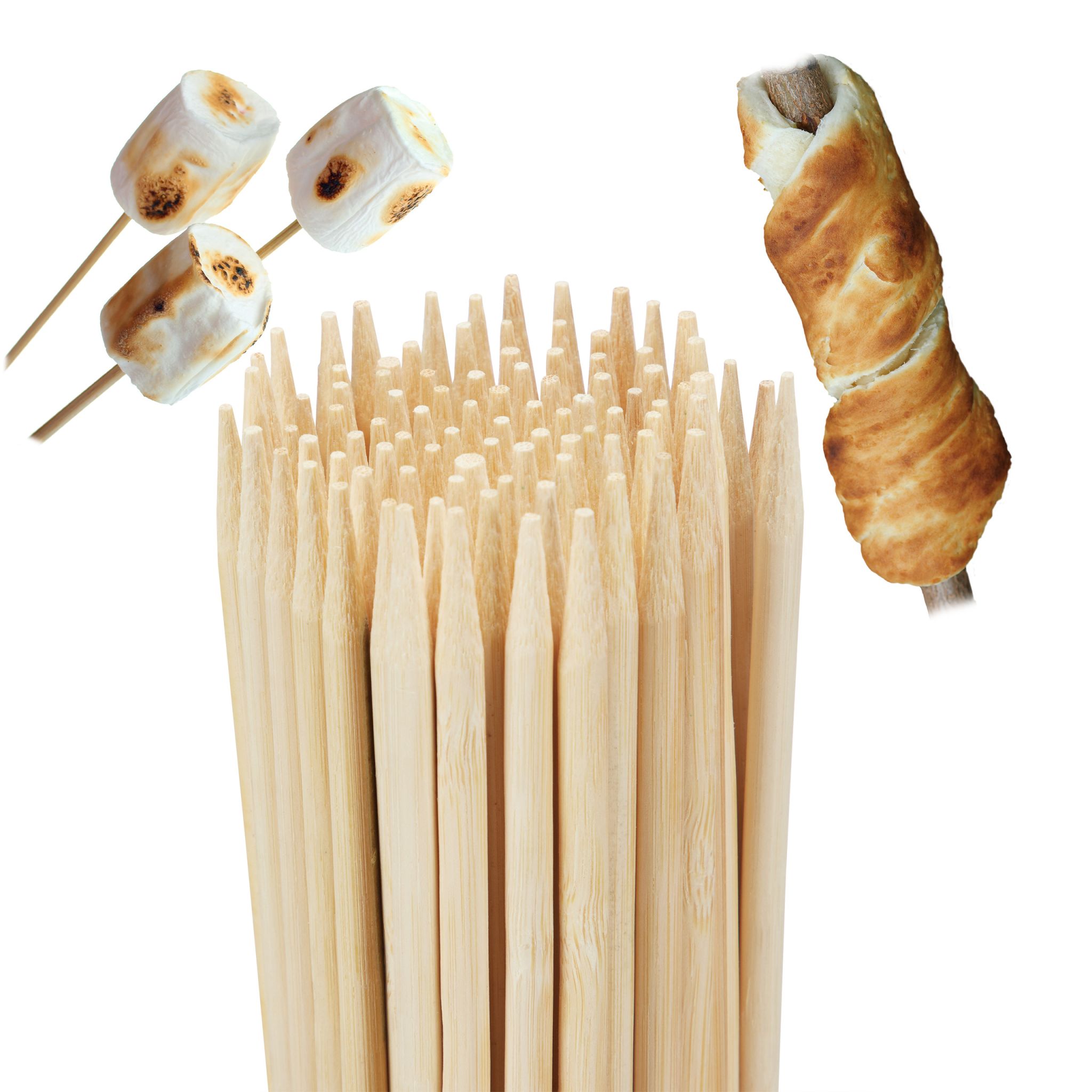 Stockbrot Spiesse 100er-Set 90cm Hellbraun