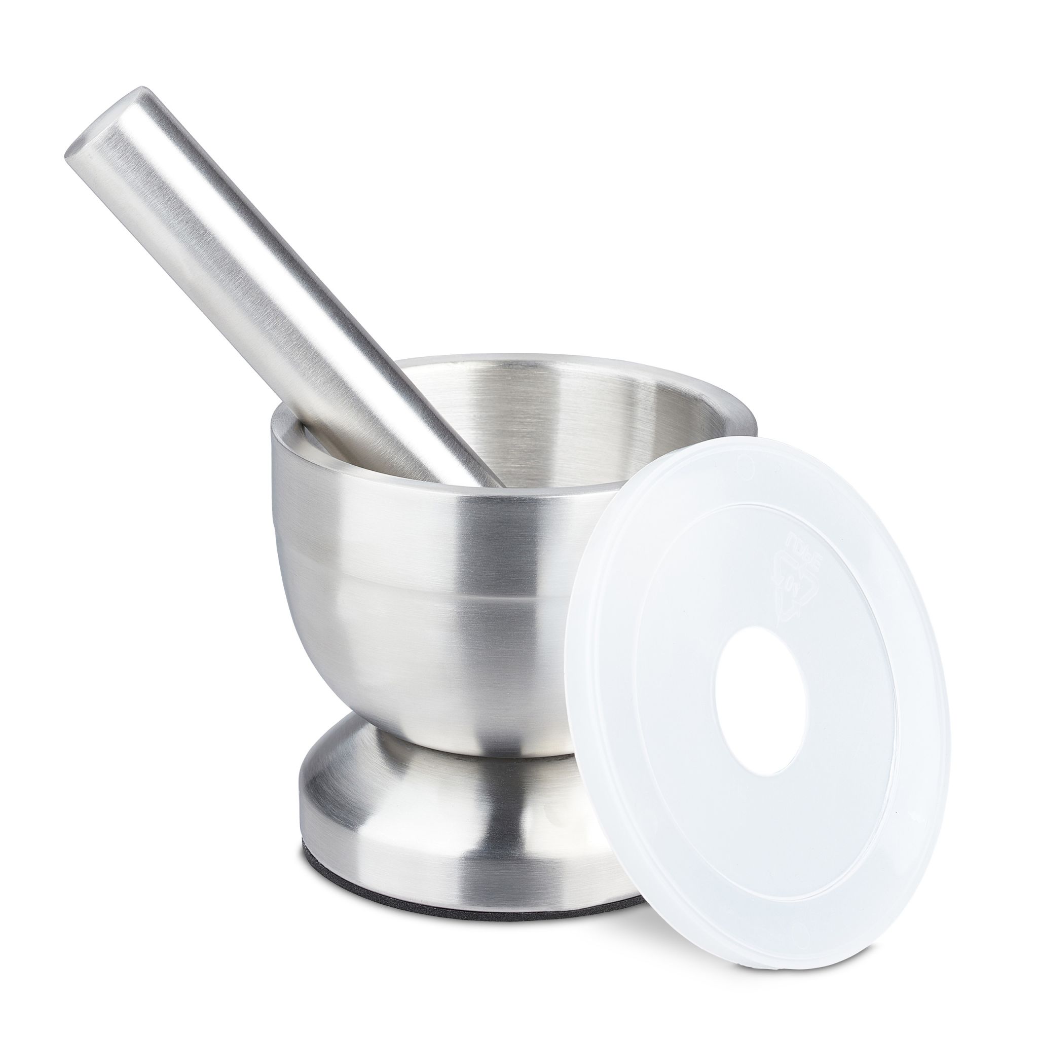 Mörser mit Stössel Edelstahl Silber-Transparent
