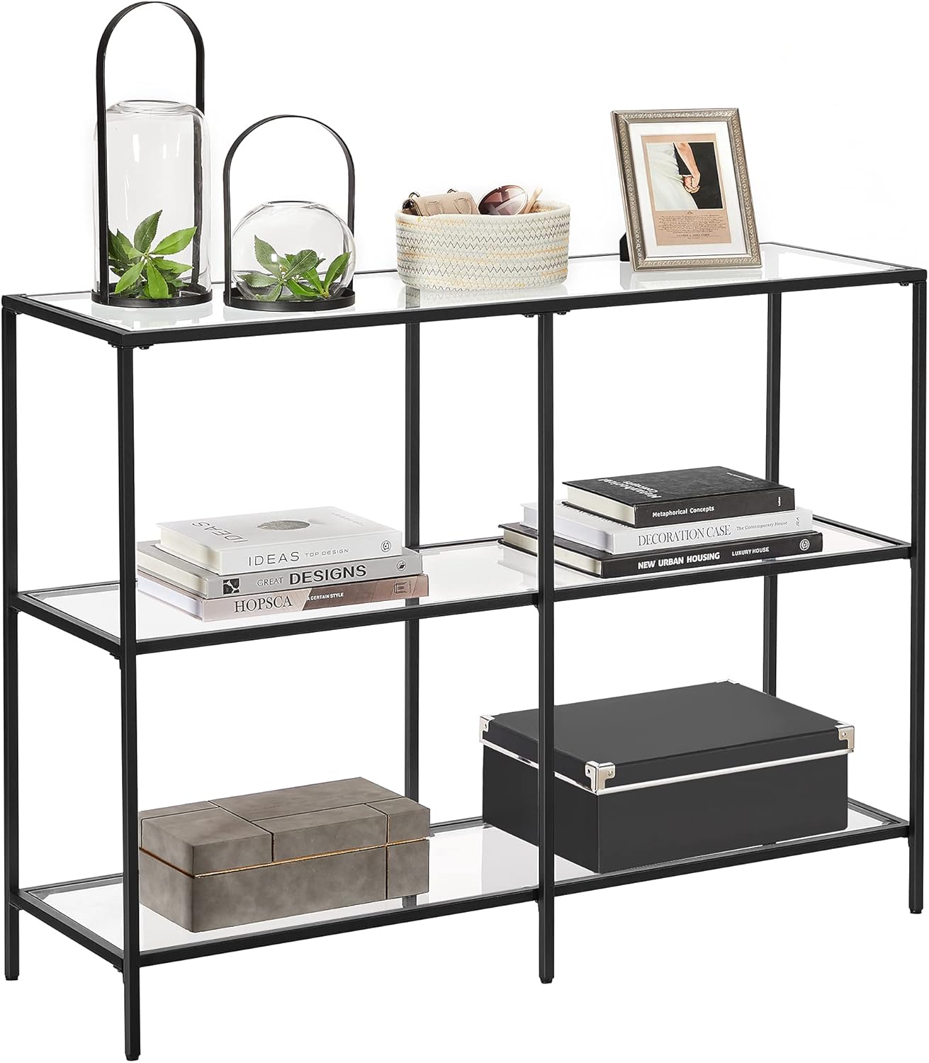 Konsolentisch Modern Glas Metallrahmen Schwarz