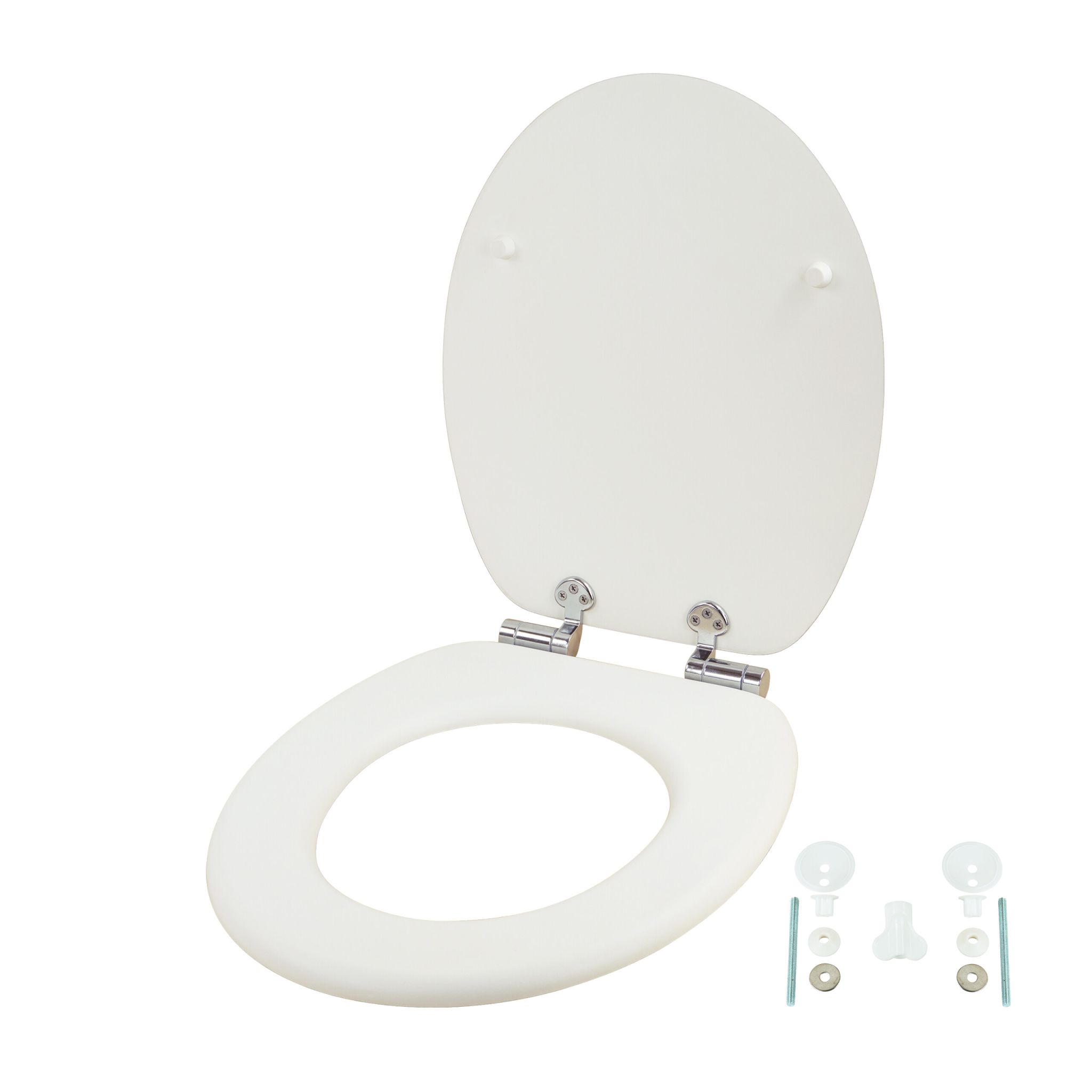 Toilettendeckel mit Absenkautomatik Weiss-Silber