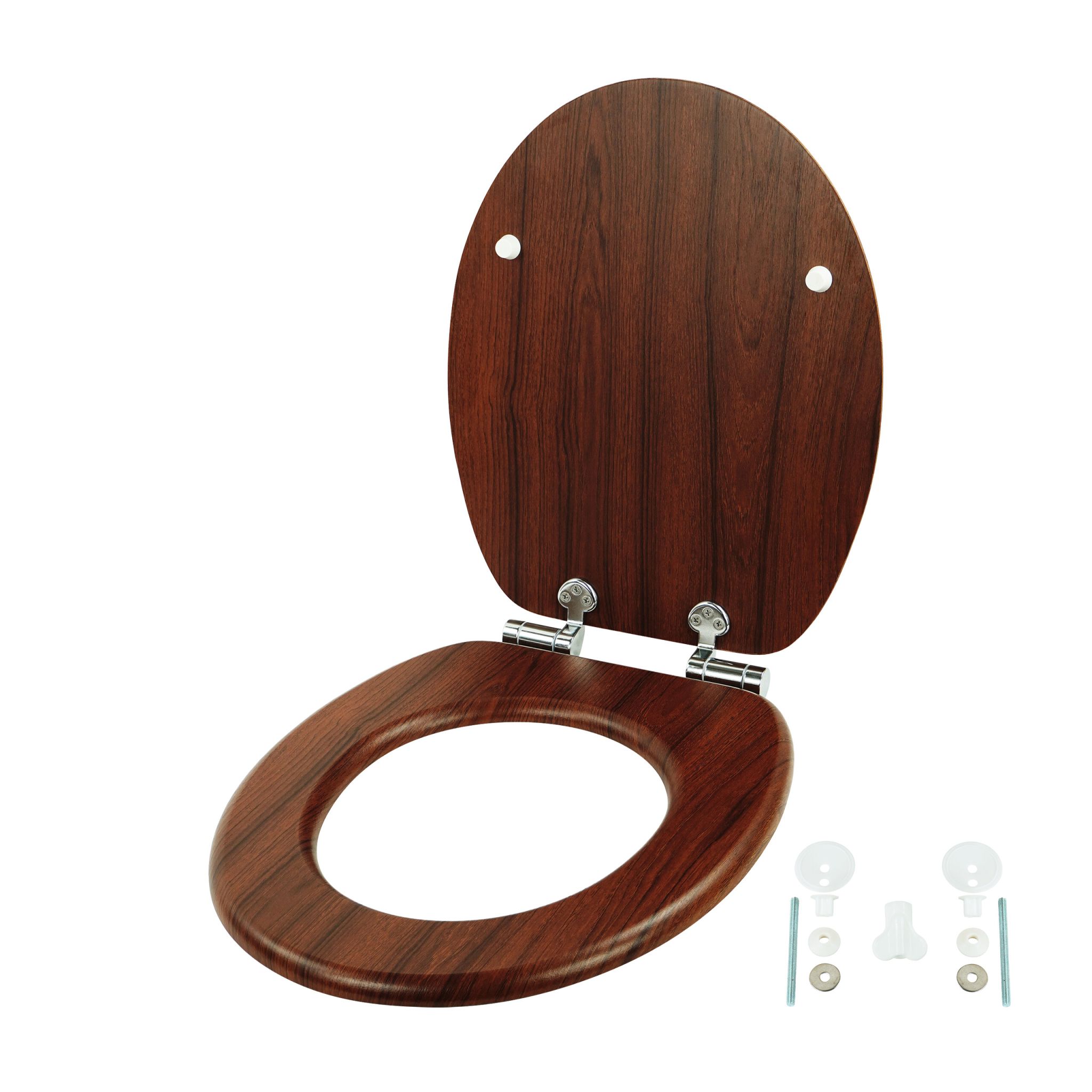 Toilettendeckel mit Absenkautomatik Braun-Silber