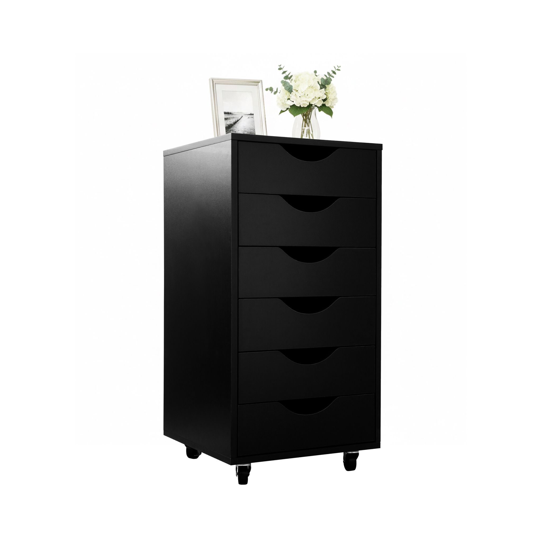 Rollcontainer 6 Schubladen Schwarz