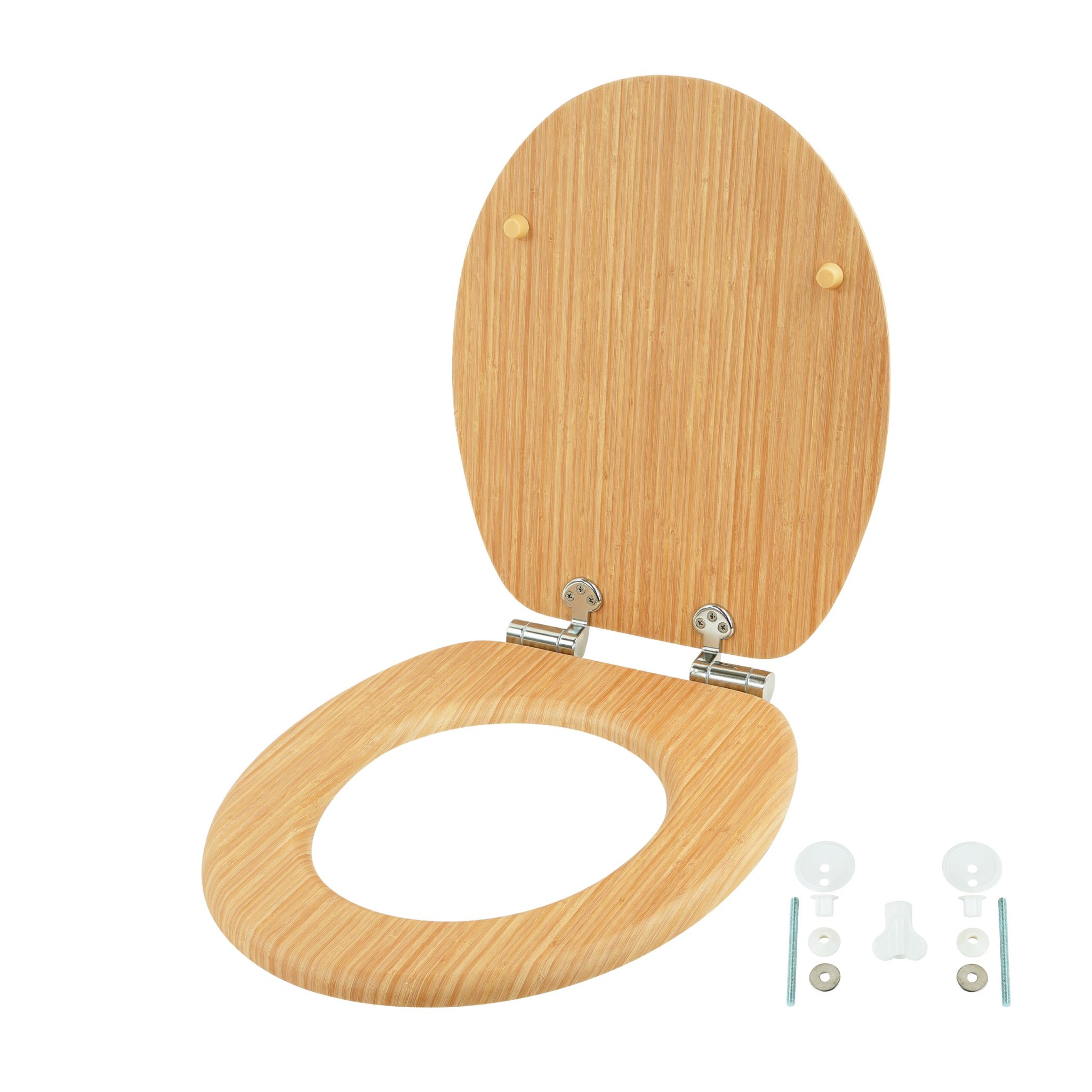Toilettendeckel mit Absenkautomatik Hellbraun-Silber