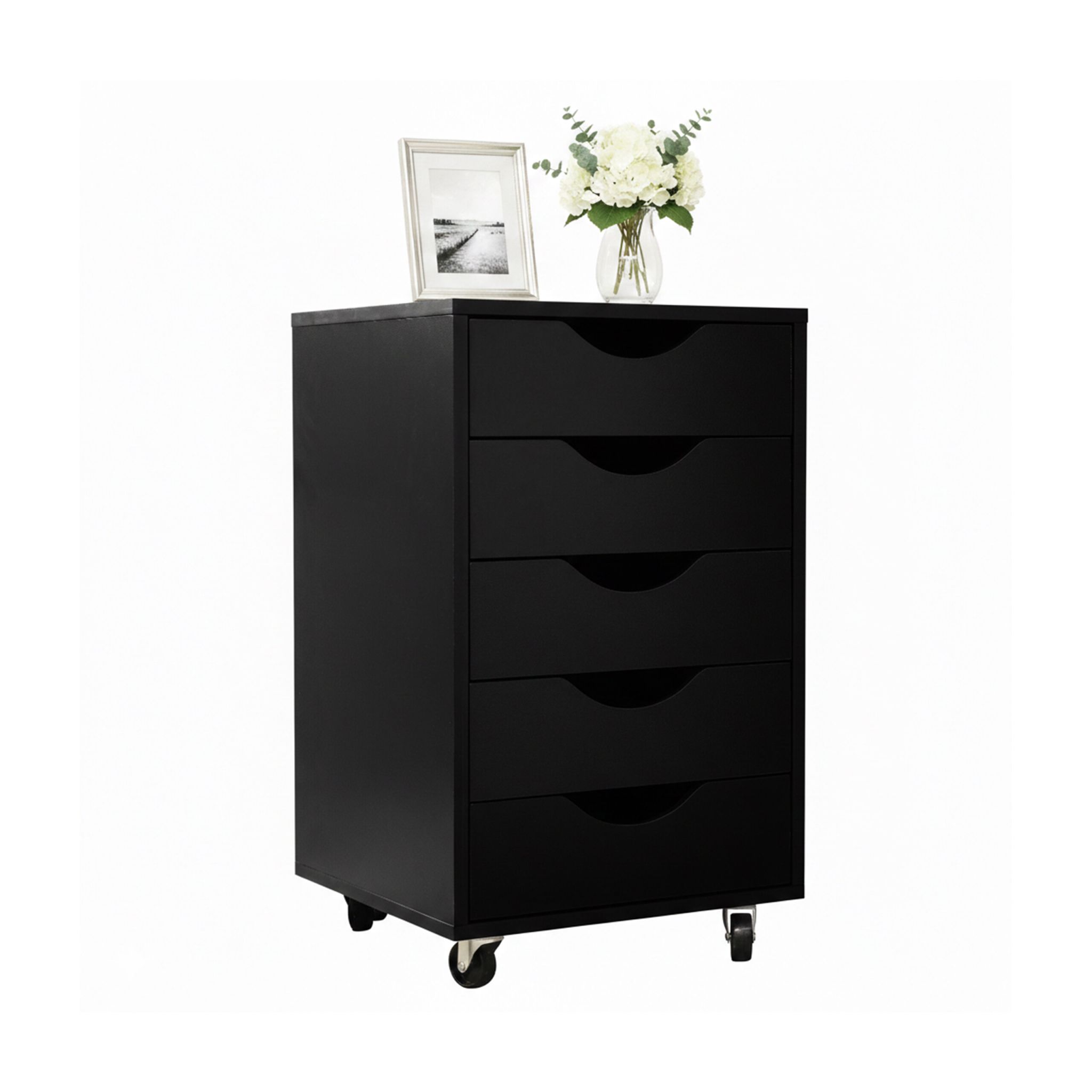 Rollcontainer 5 Schubladen Schwarz
