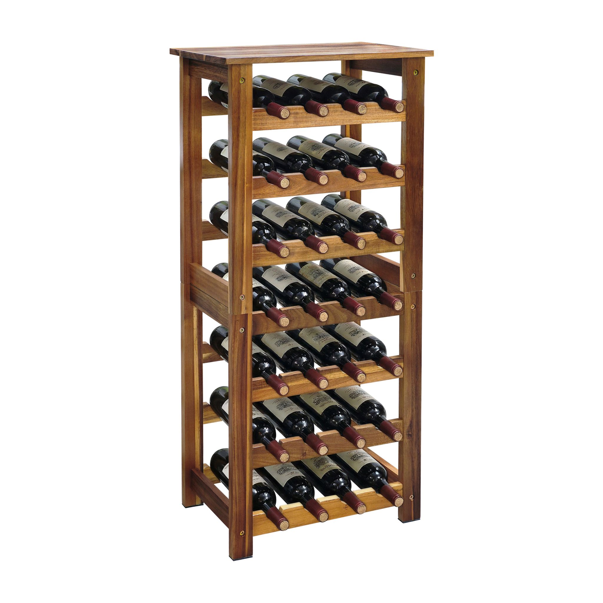 Weinregal Akazienholz 28 Flaschen Braun