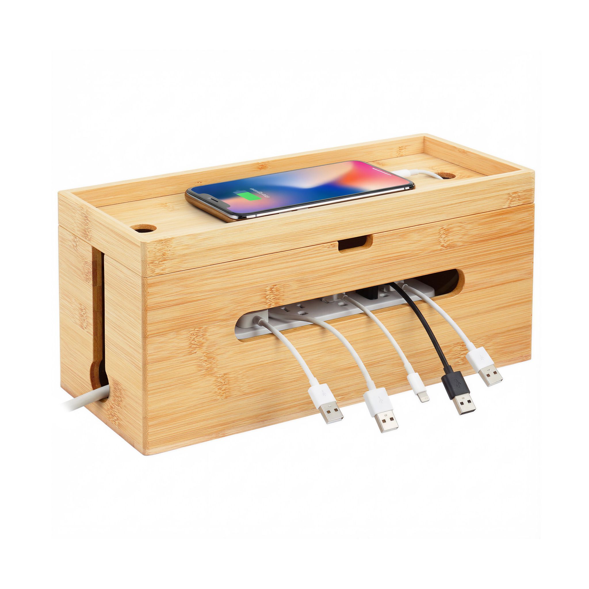 Kabelbox Bambus Hellbraun
