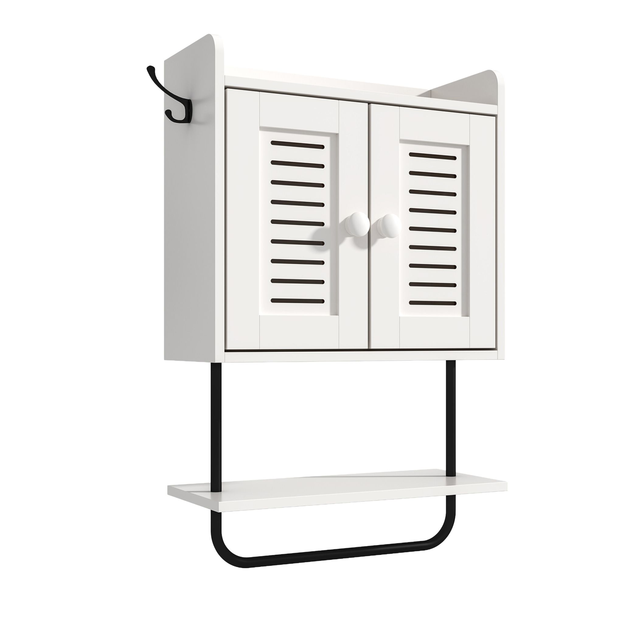 Hängeschrank mit Handtuchhalter Weiss-Schwarz
