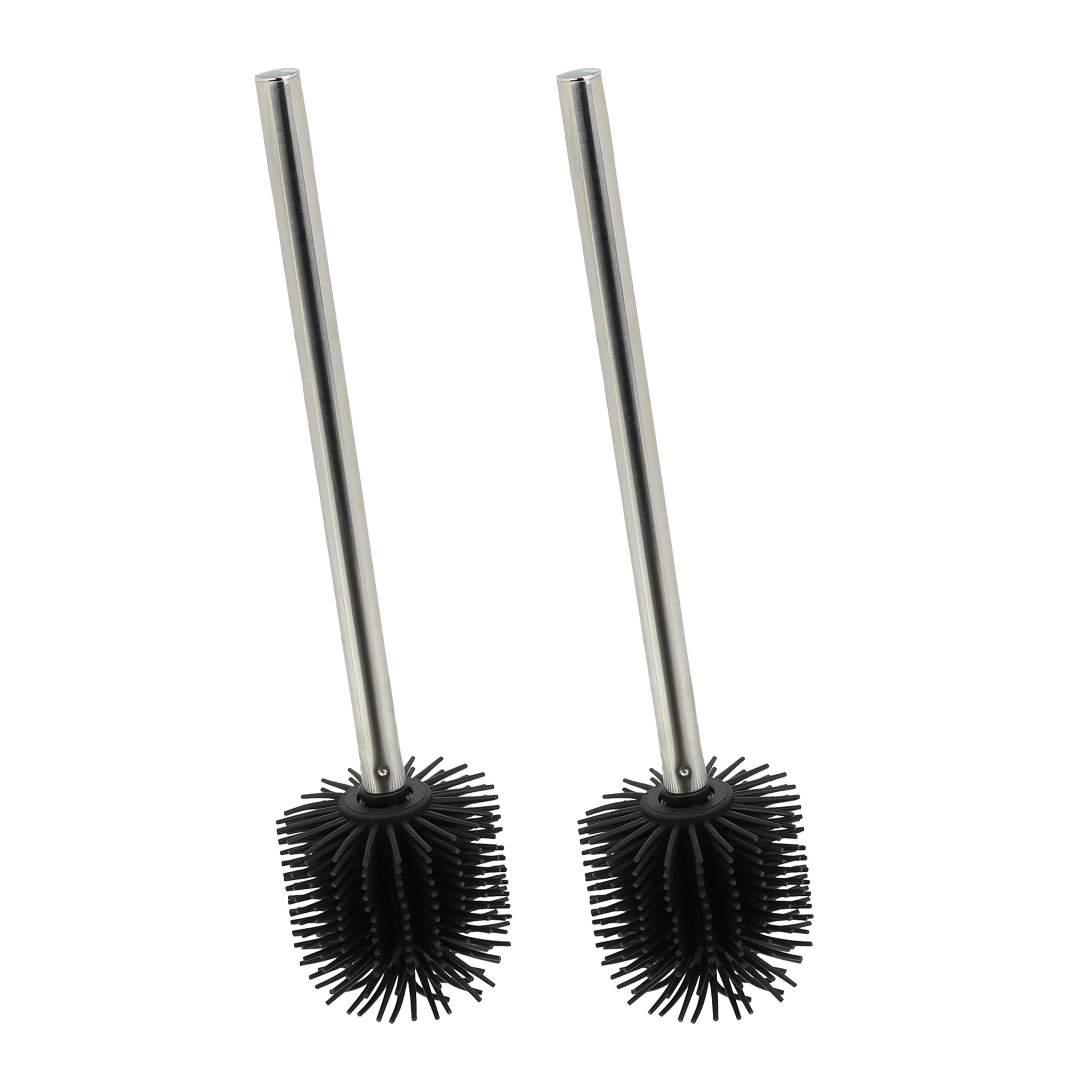 Toilettenbürste Silikon 2er-Set Schwarz-Silber