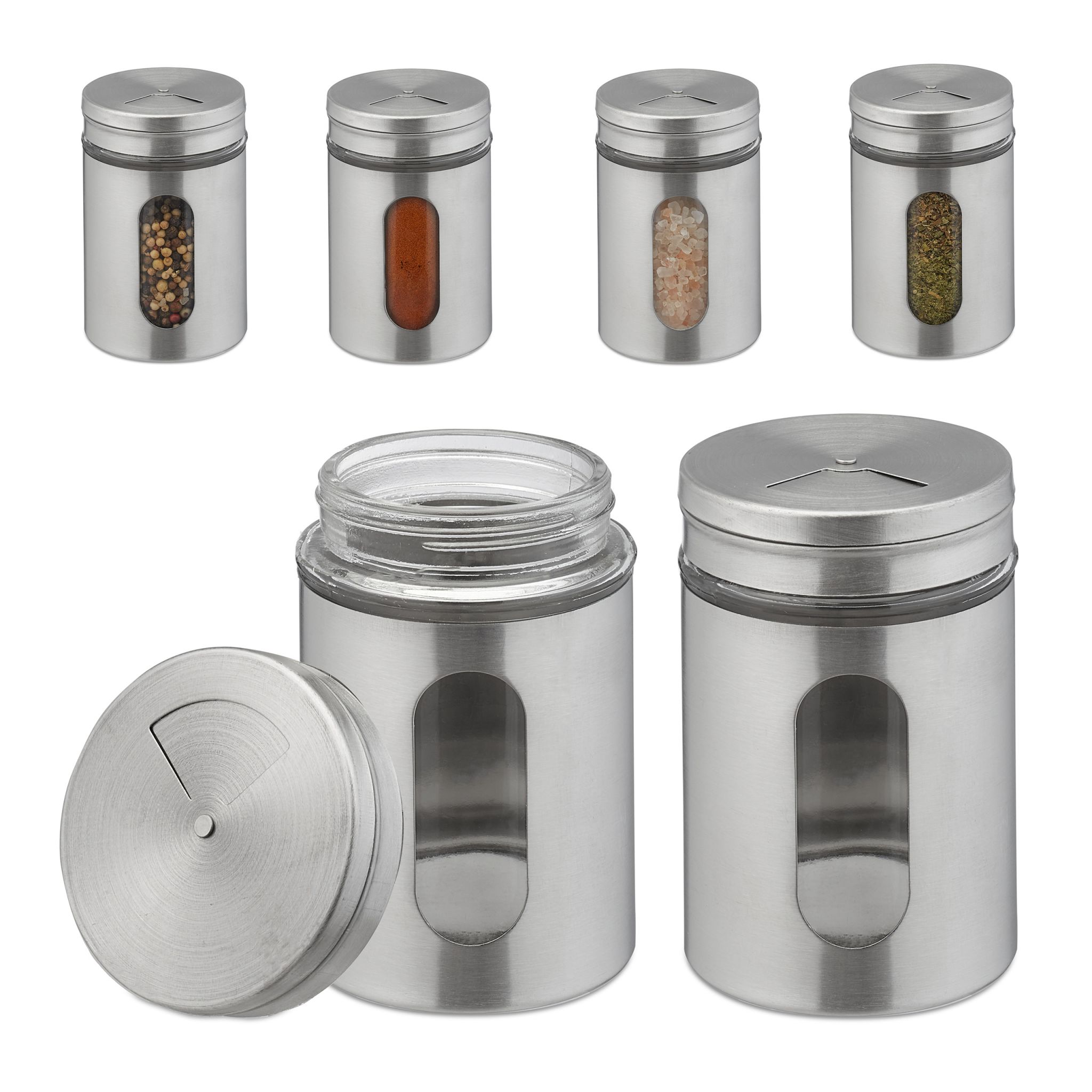 Gewürzstreuer XL 6er-Set Silber-Transparent