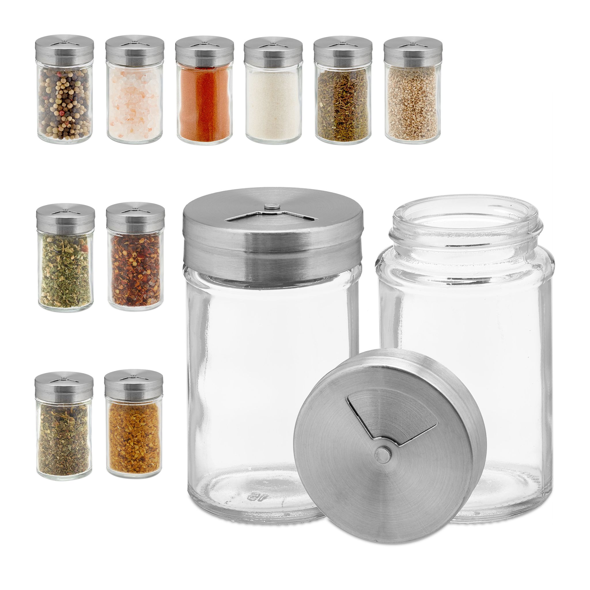 Gewürzstreuer 12er-Set Silber-Transparent