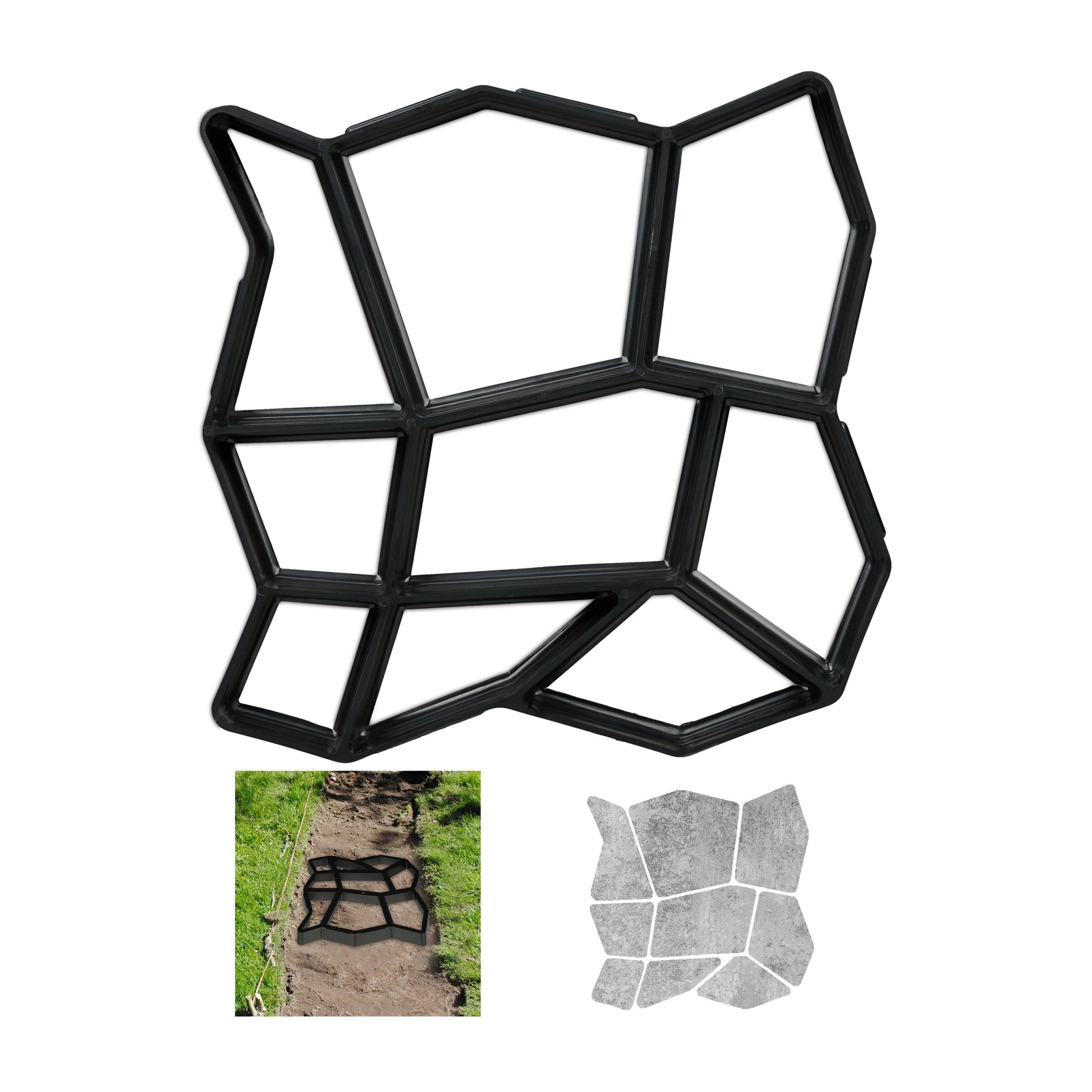 Pflasterform 9 Kammern 35 x 35cm Schwarz