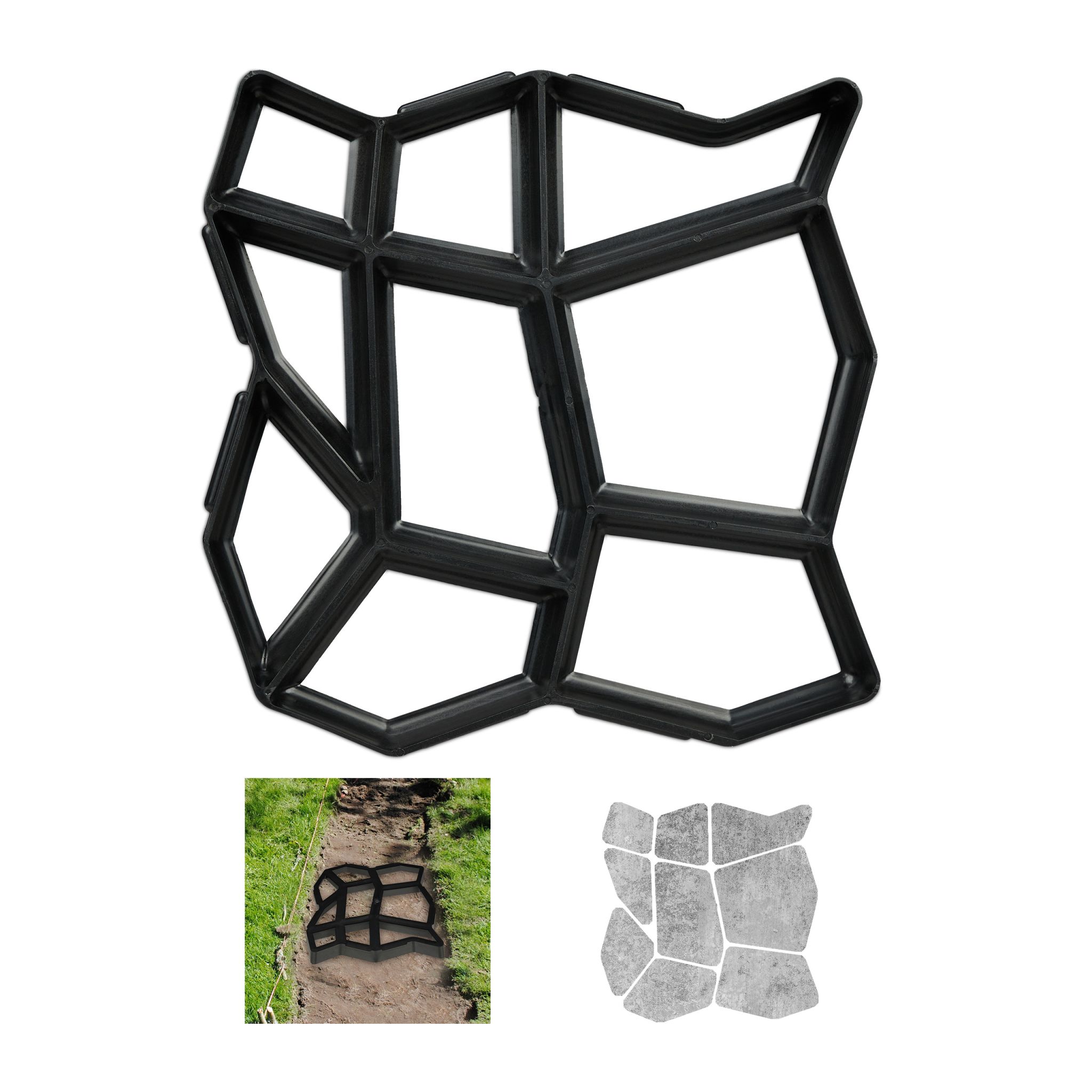 Pflasterform 9 Kammern 42 x 42cm Schwarz