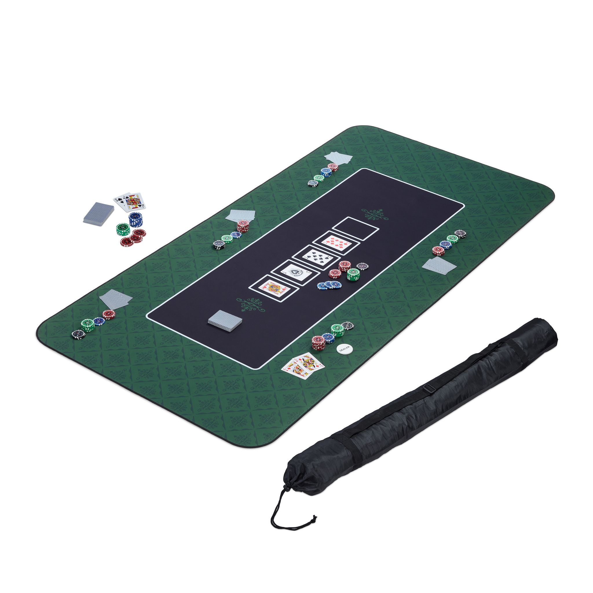 Pokermatte 180x90 Weiss-Dunkelgrün-Schwarz