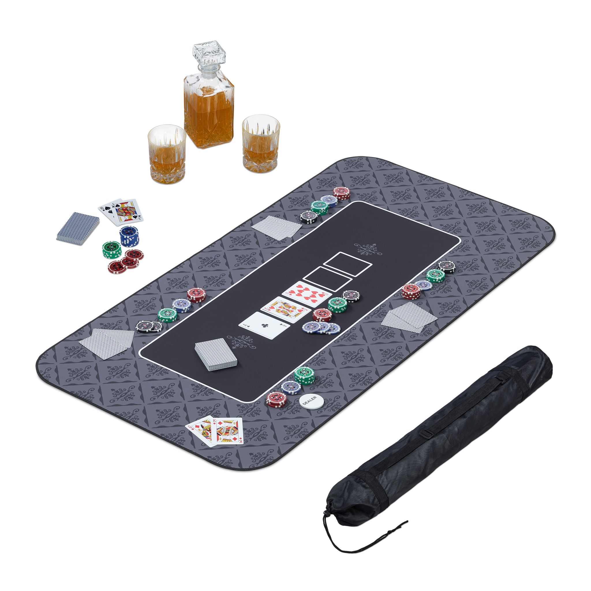 Pokermatte 120x60 Anthrazit-Weiss-Schwarz