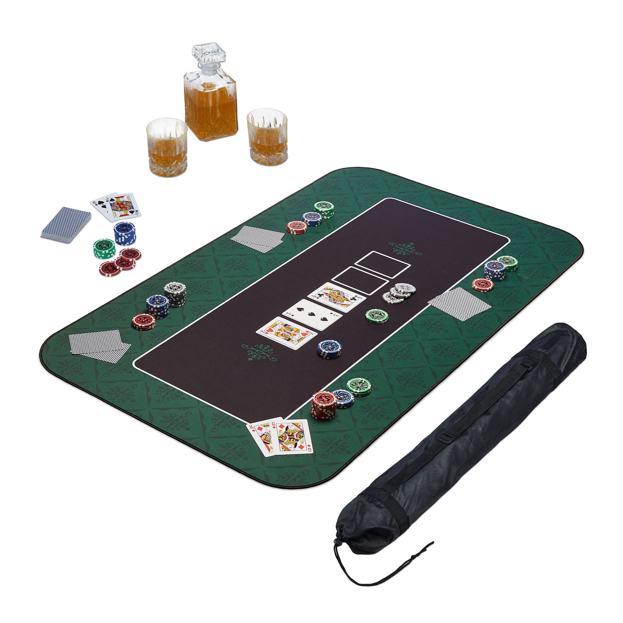 Pokermatte 100x60 Weiss-Dunkelgrün-Schwarz