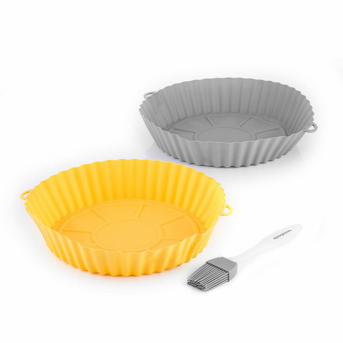 Silikonkörbe für Heissluftfritteusen 2er Set mit Bürste