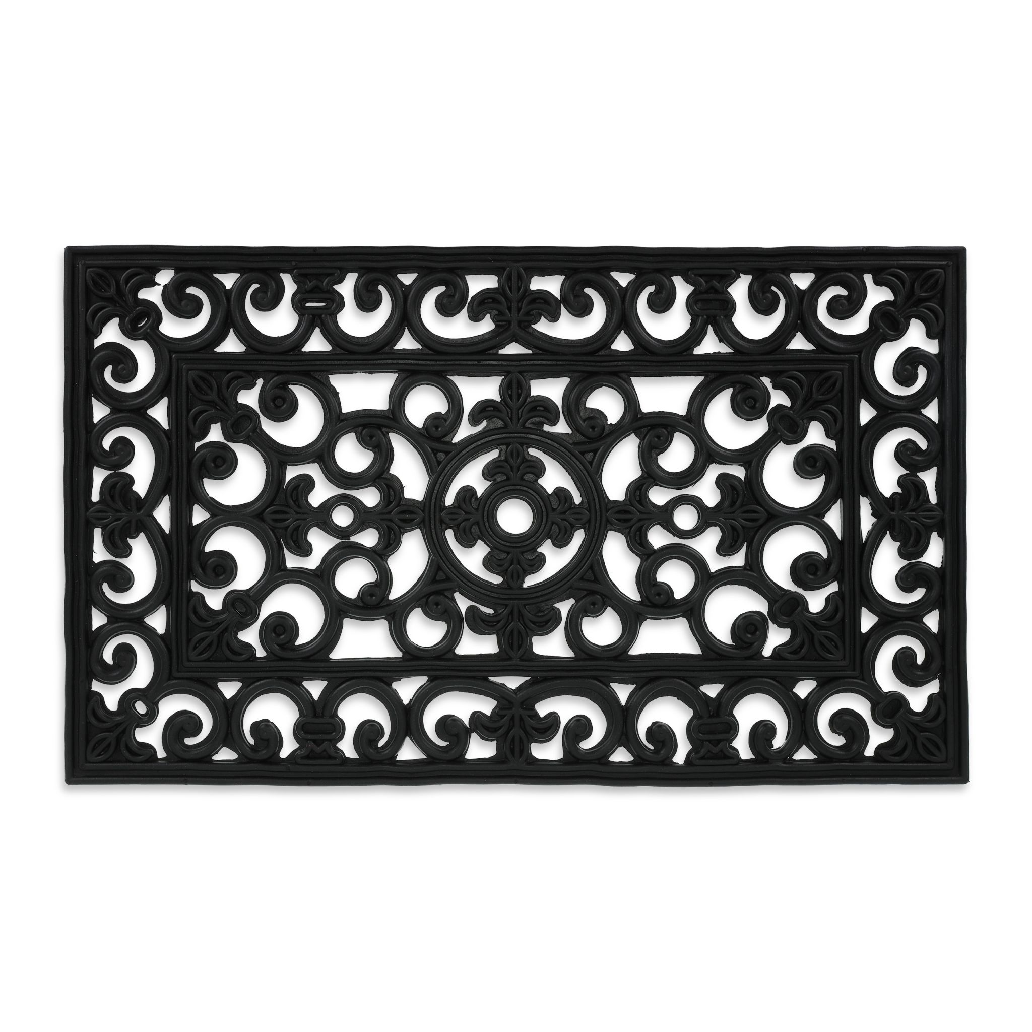 Gummi Fussmatte mit Ornamenten Schwarz