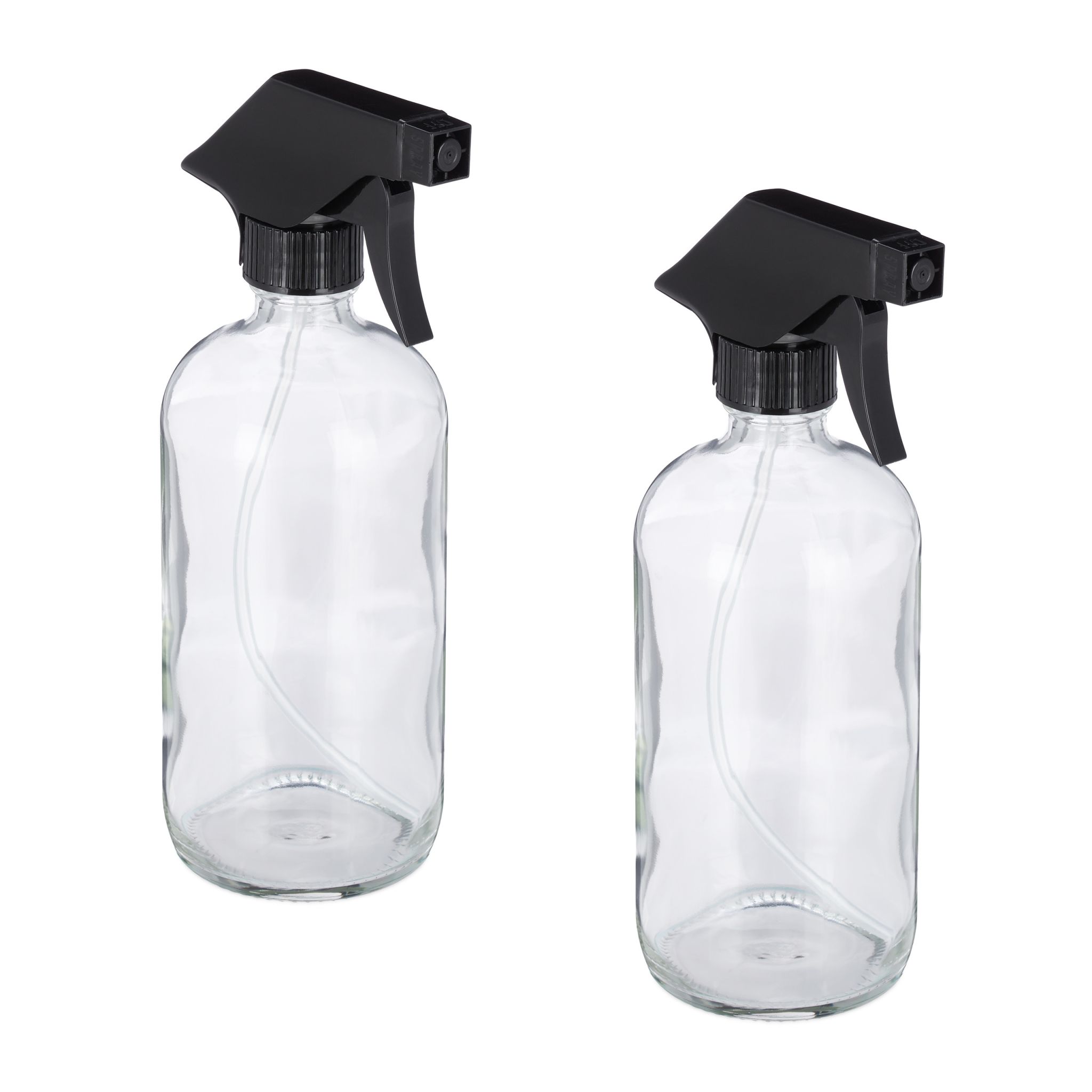 Sprühflasche Glas 2er-Set Schwarz-Transparent