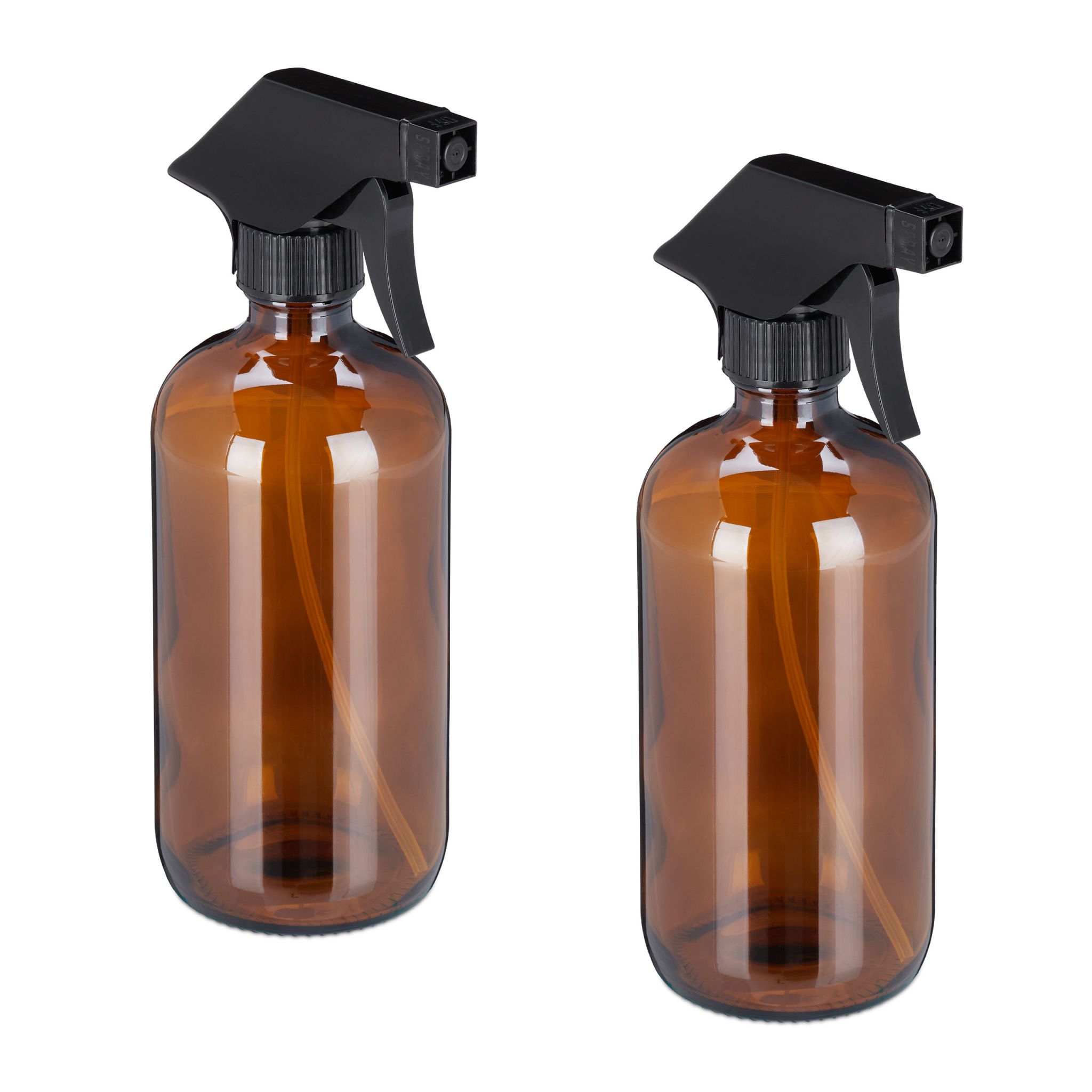 Sprühflasche Glas 2er-Set Braun Braun-Schwarz