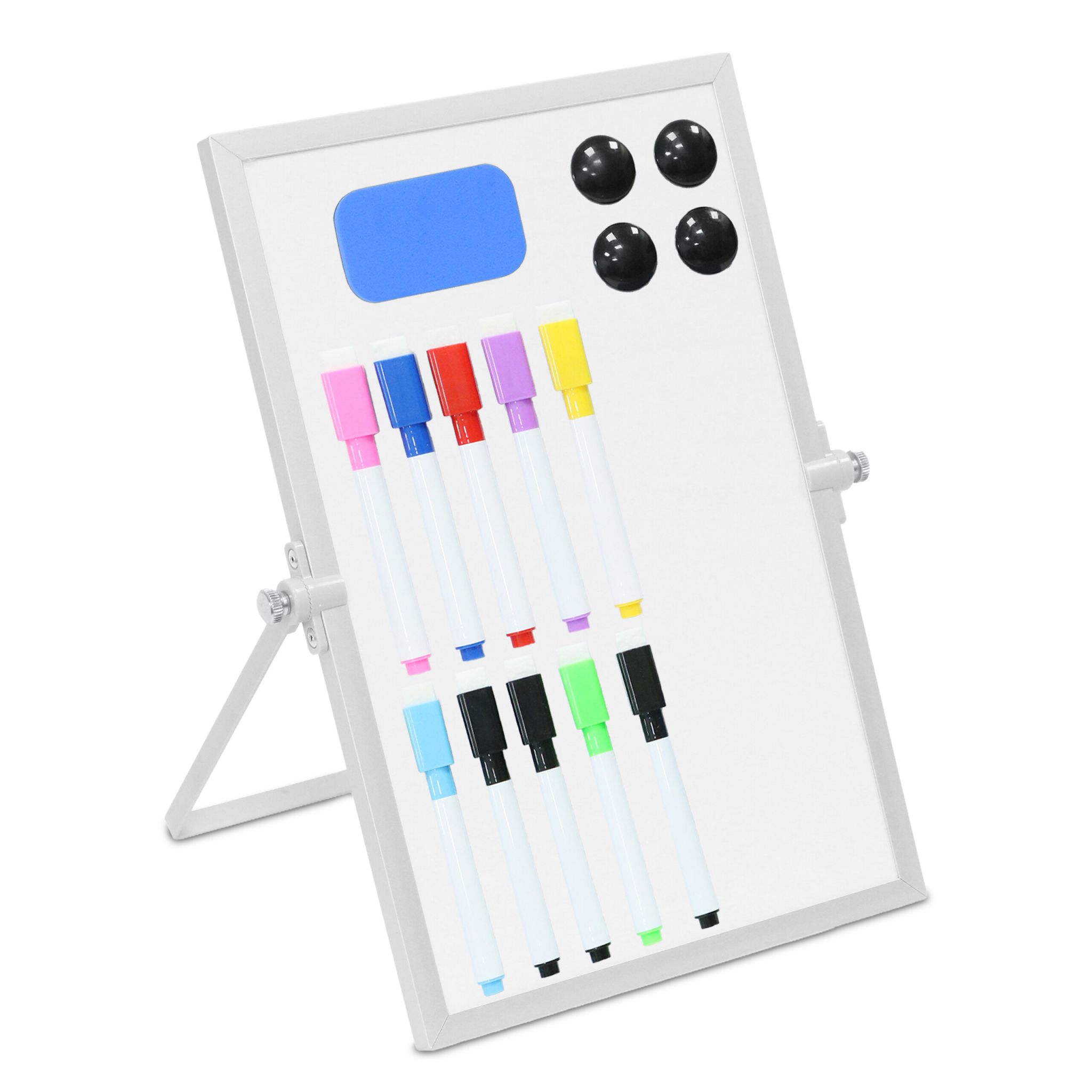Whiteboard Tisch Weiss-Silber