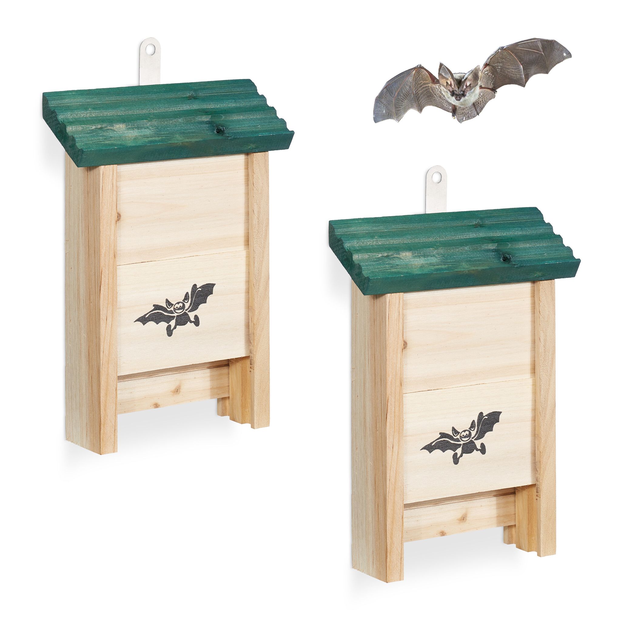 Fledermauskasten 2er-Set Dunkelgrün-Hellbraun
