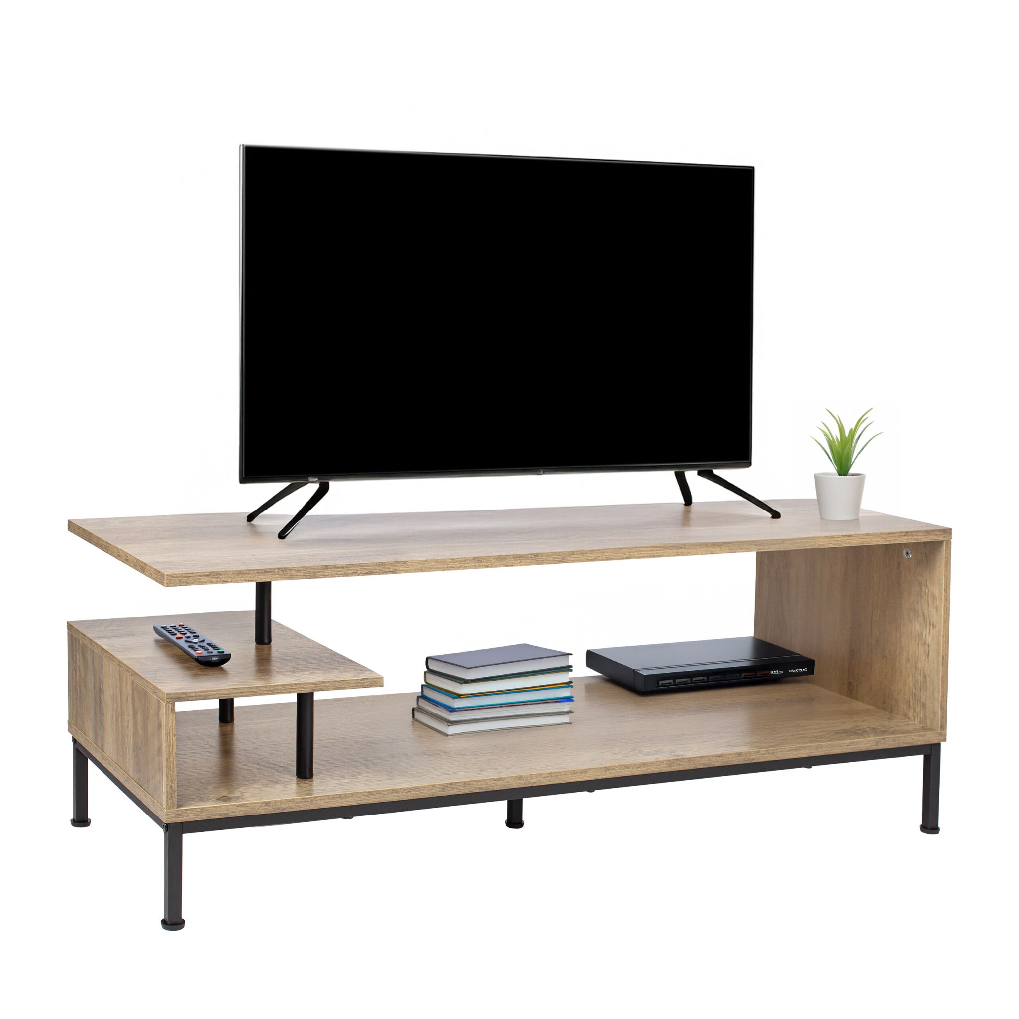 TV Lowboard bis 55 Zoll Hellbraun-Schwarz