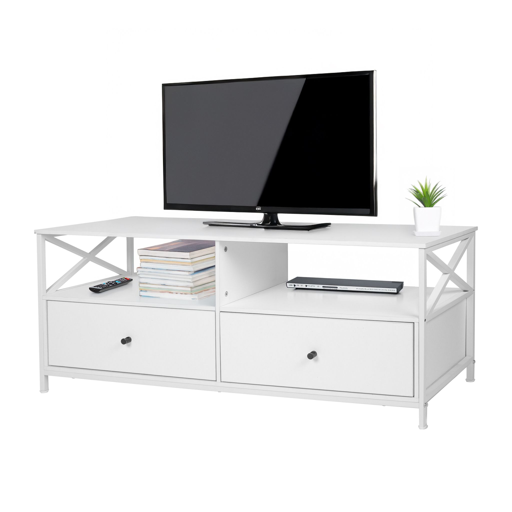 TV Lowboard mit Schubladen Weiss