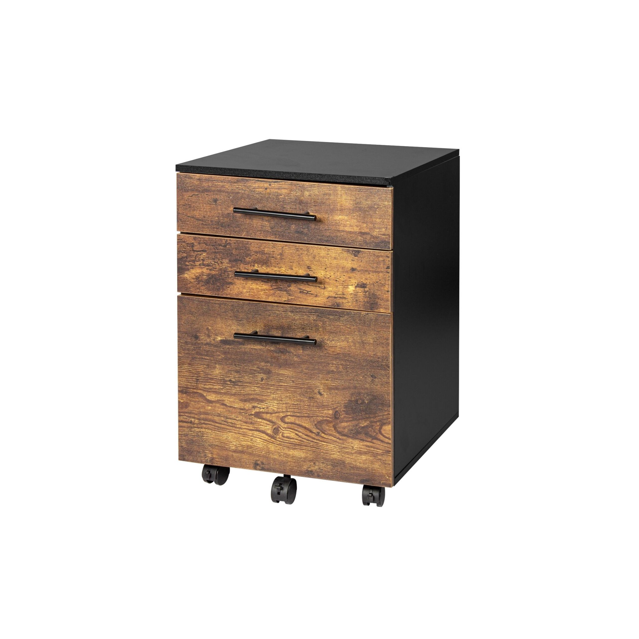 Rollcontainer mit Hängeregister Braun-Schwarz