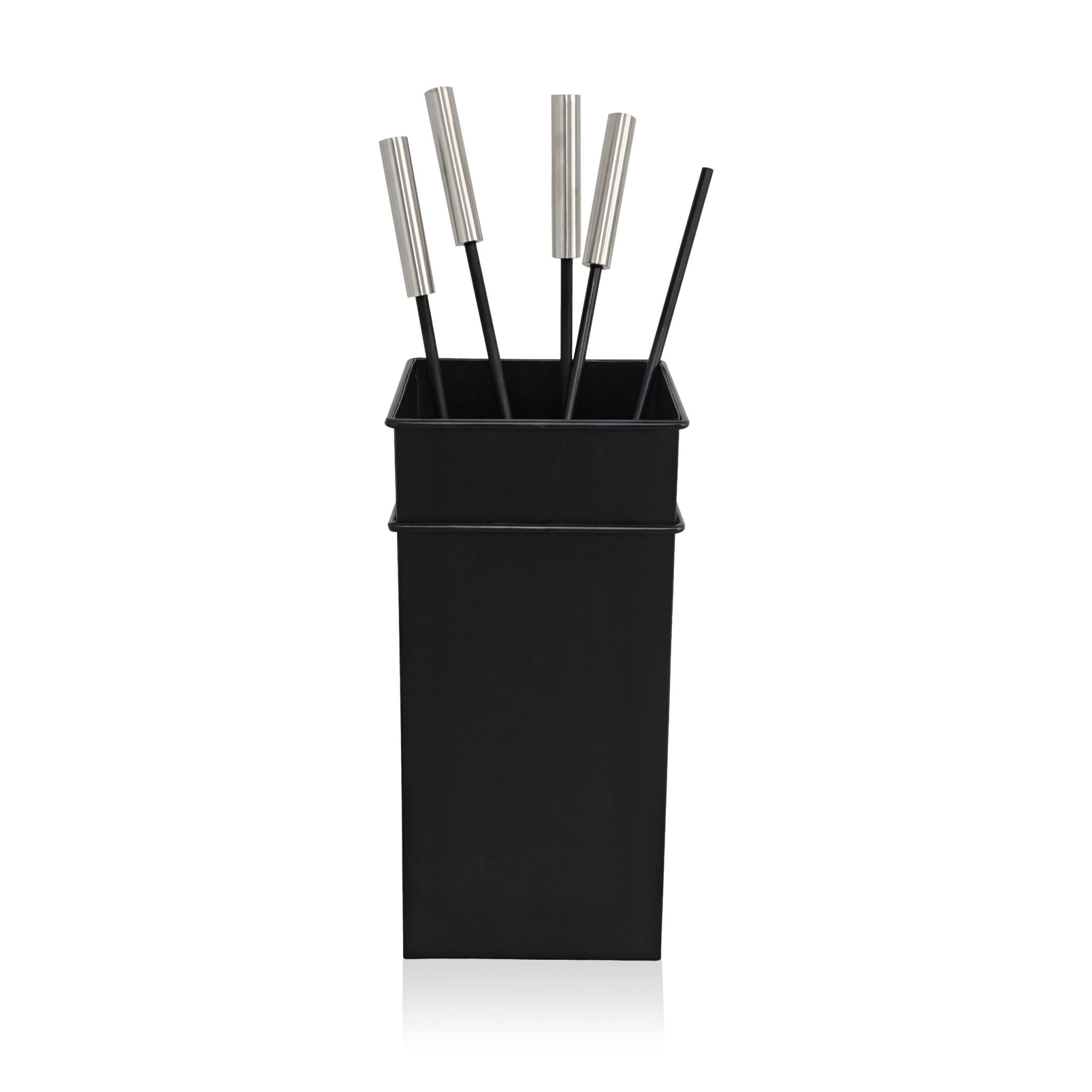 Kaminbesteck 5tlg. Schwarz-Silber