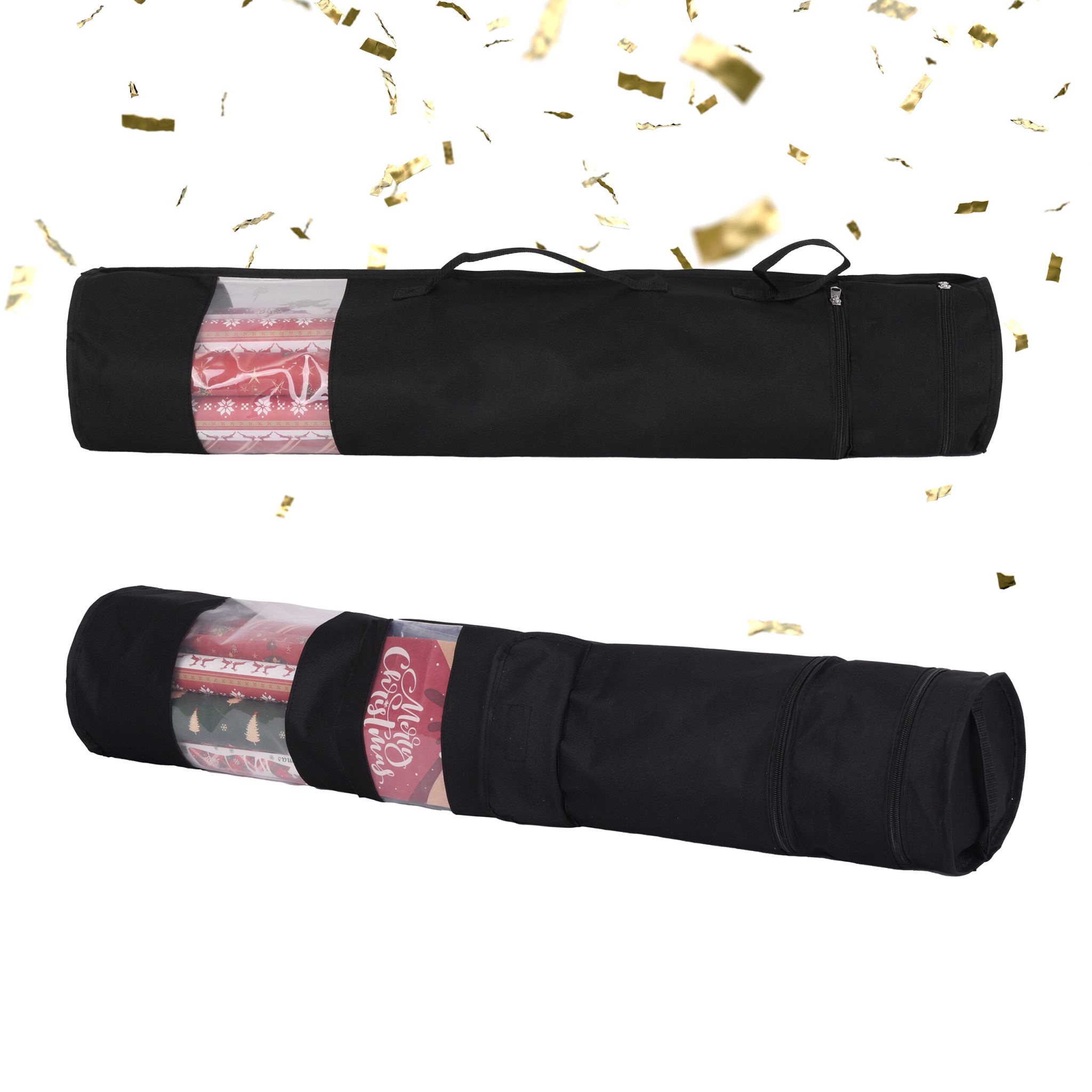 Geschenkpapier Aufbewahrung 2er-Set Schwarz-Transparent