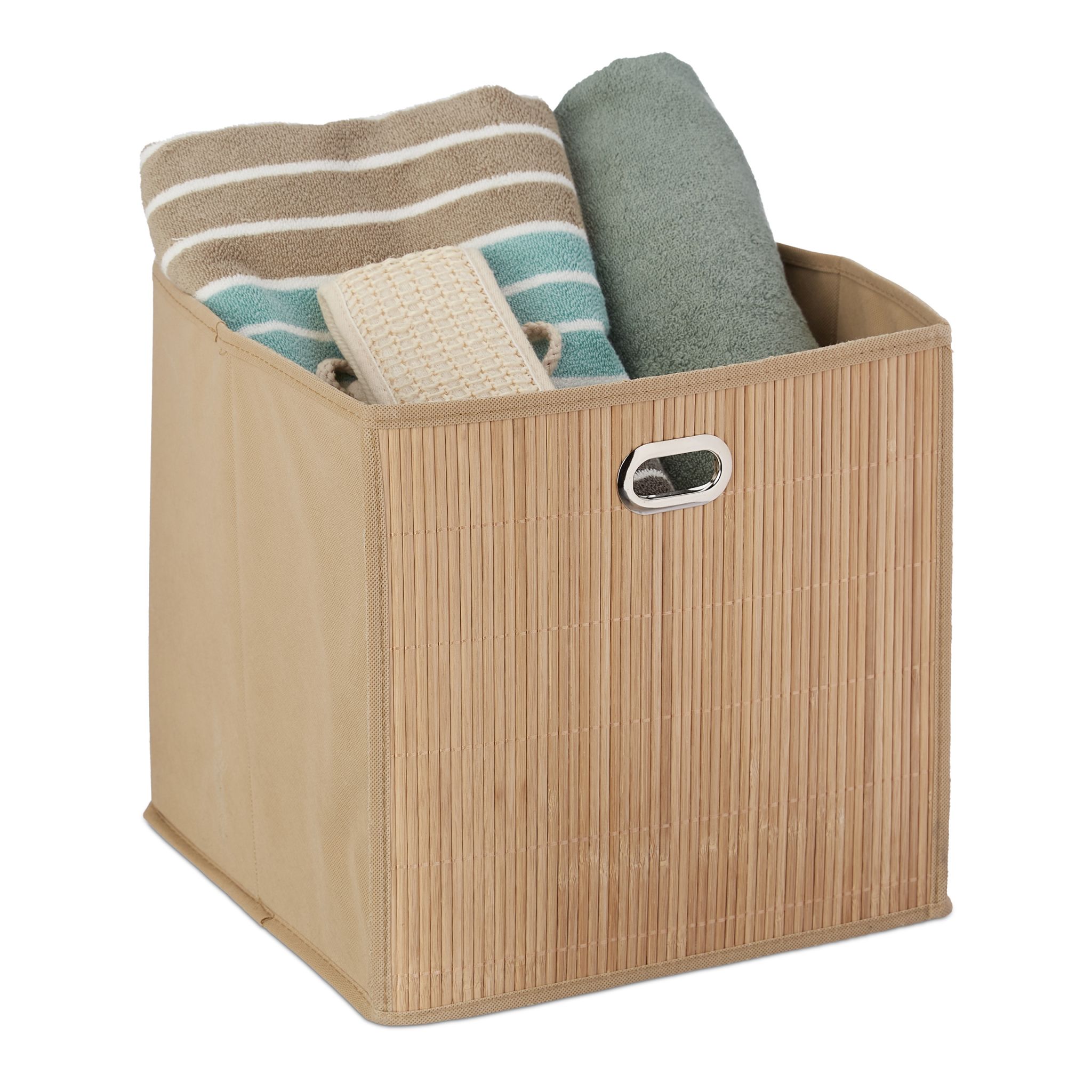 Aufbewahrungskorb Bambus hoch Beige-Hellbraun