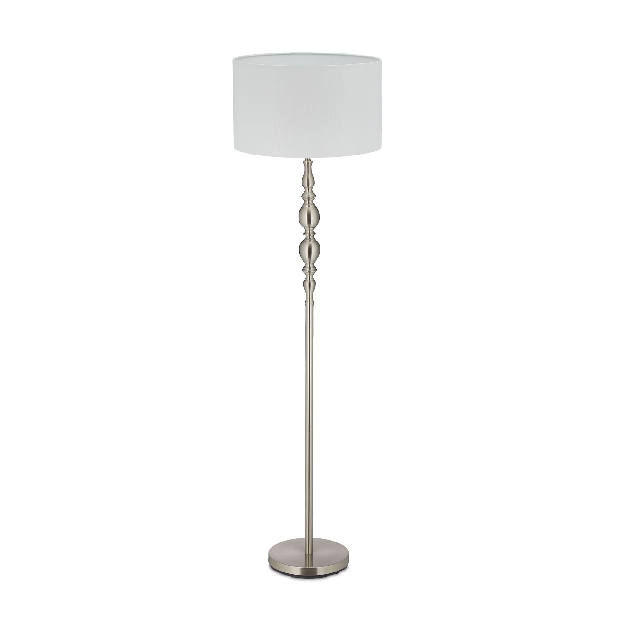 Stehlampe Wohnzimmer beige Weiss-Silber