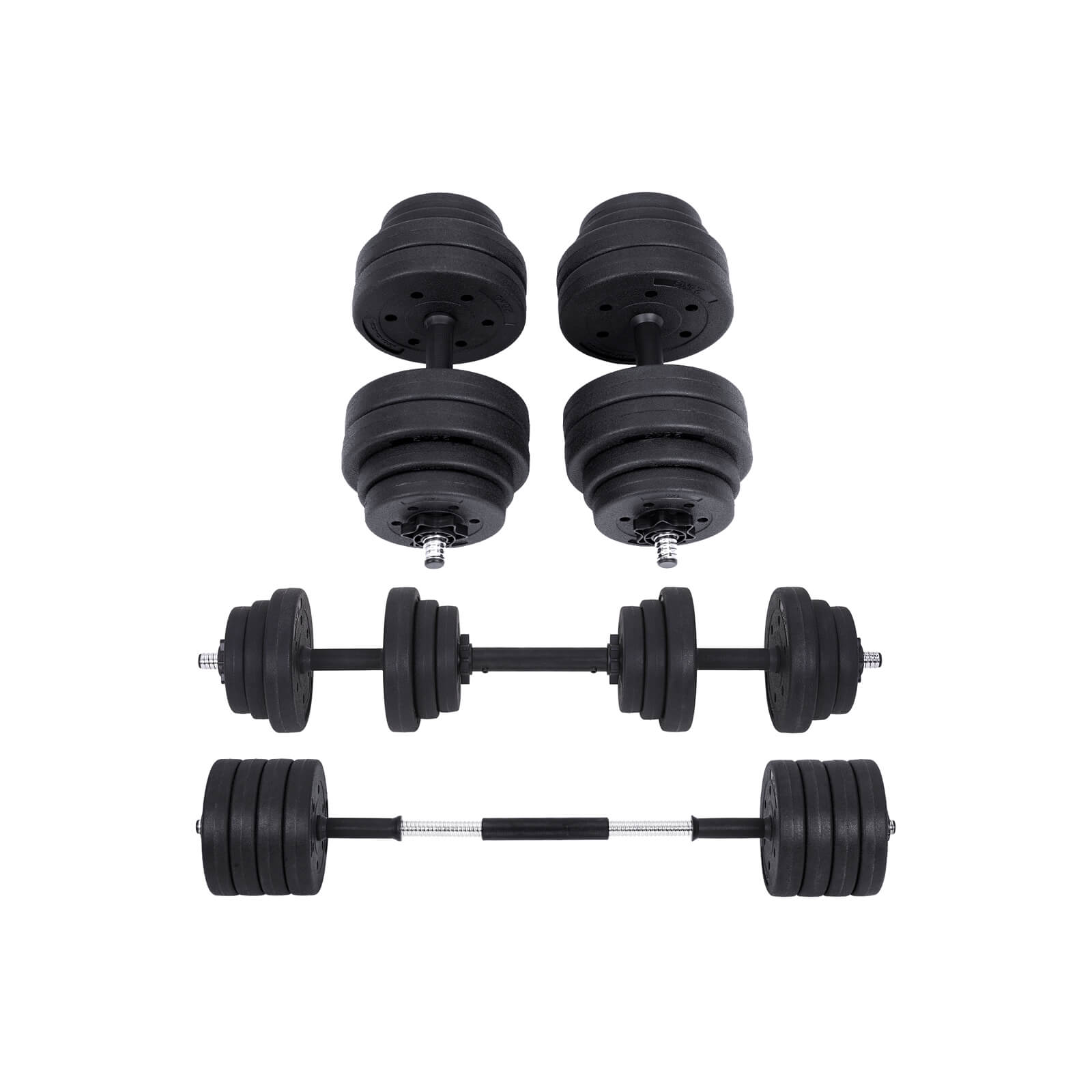 Hantelset 30kg verstellbar schwarz Kunststoff
