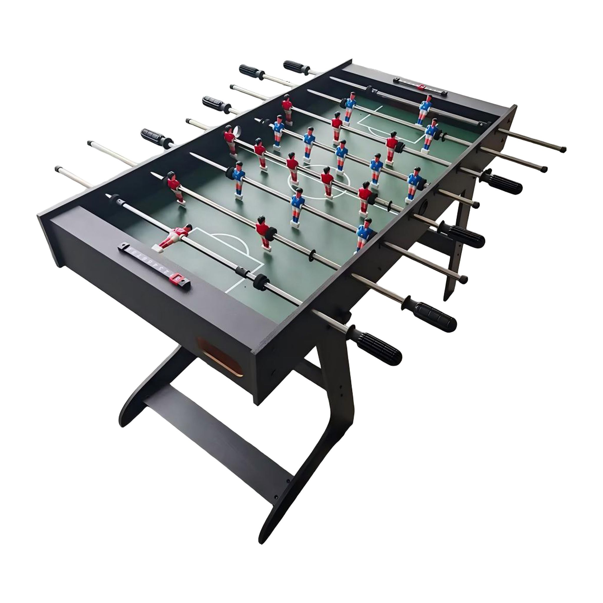 Klappbarer Kickertisch Blau-Dunkelbraun-Dunkelgrün