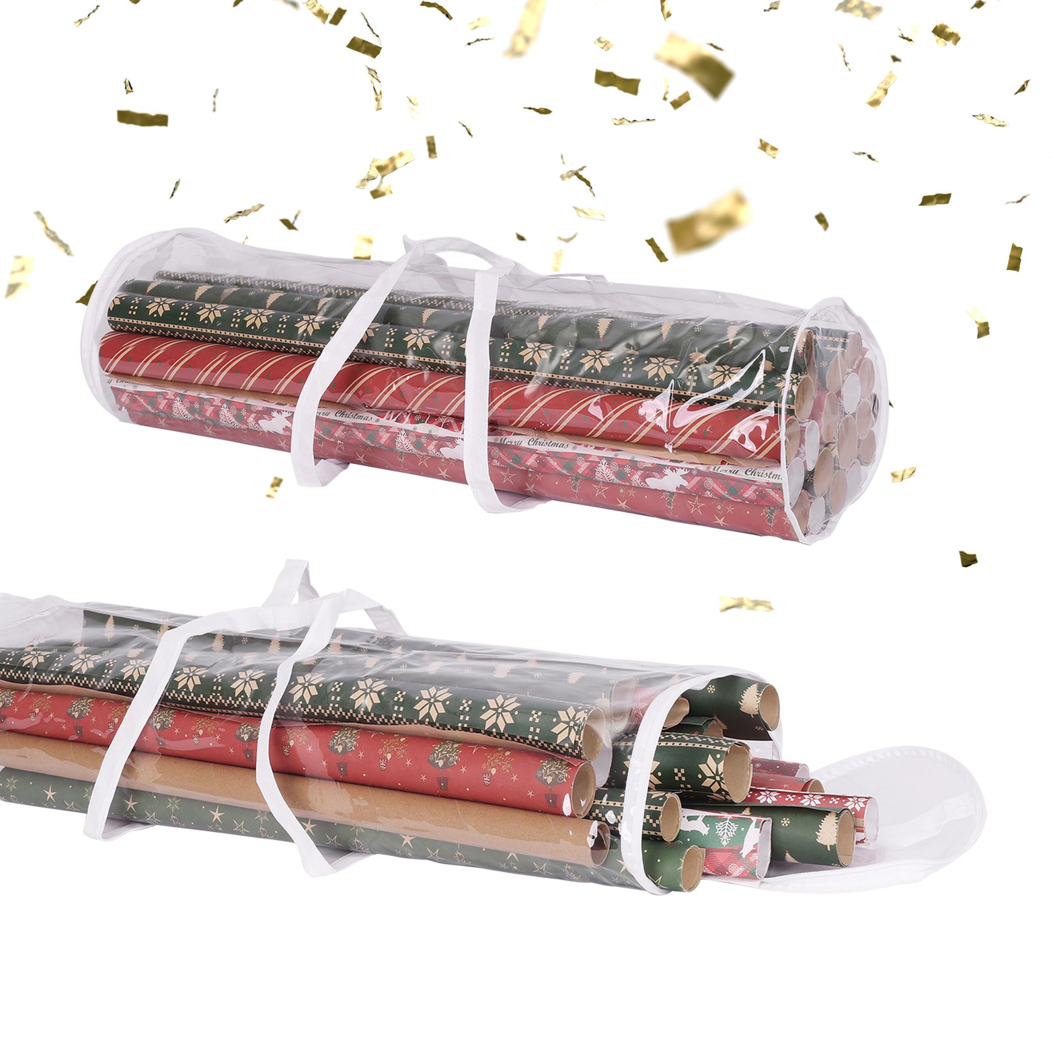 Geschenkpapier Aufbewahrung 2er-Set Weiss-Transparent