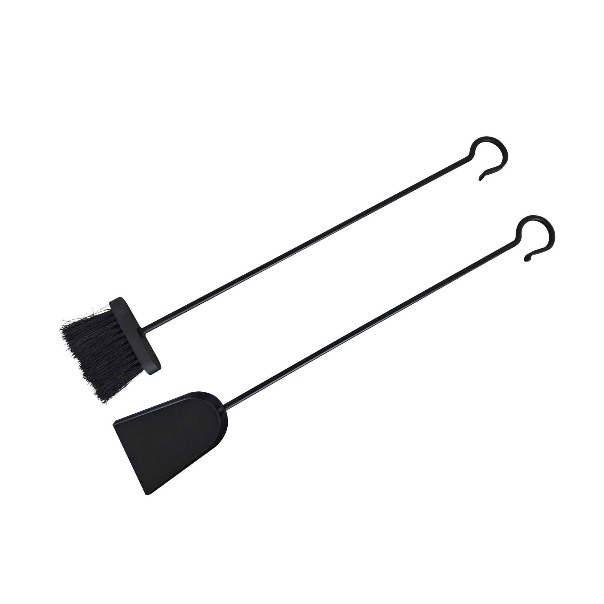Kamin Kehrset Besen und Schaufel Schwarz