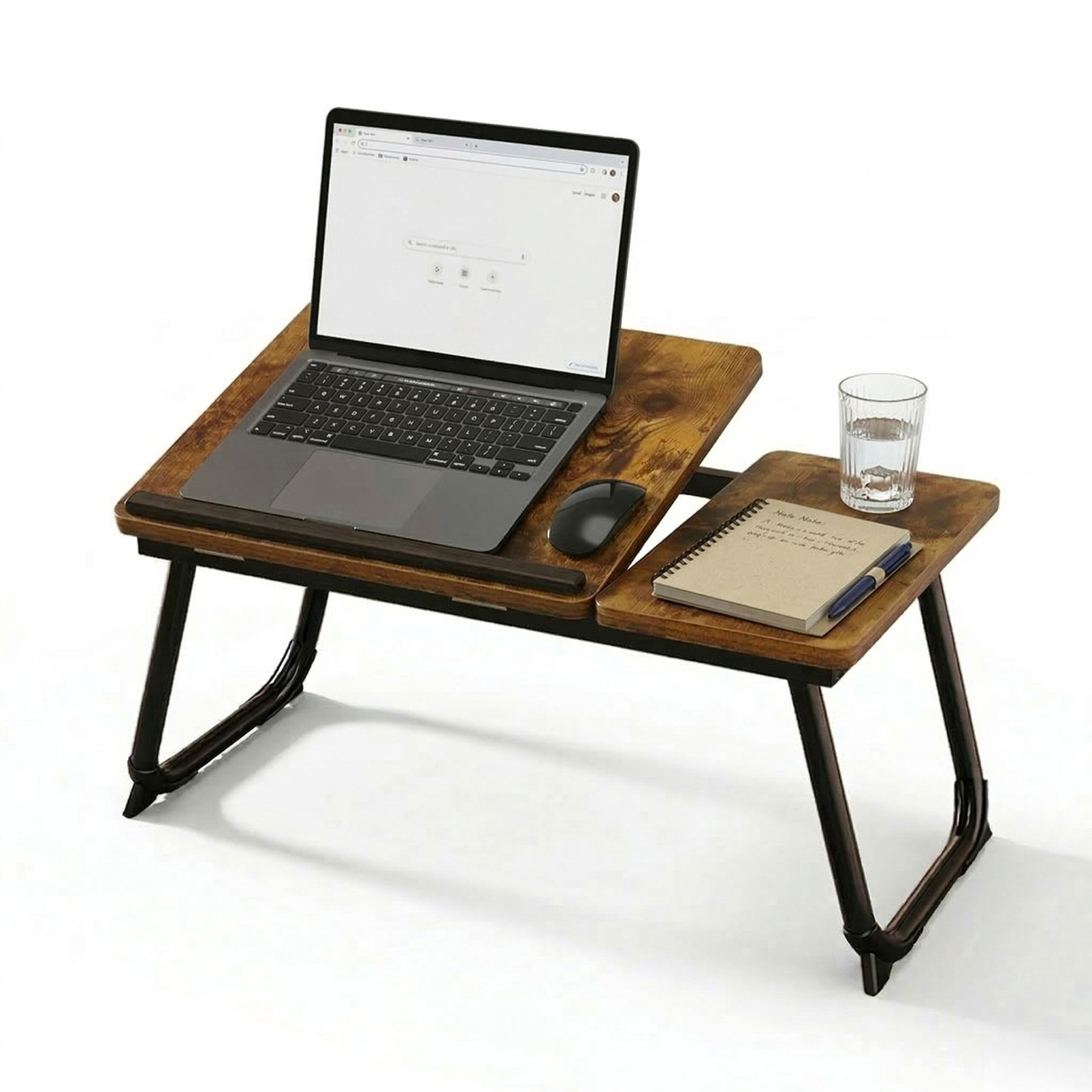 Höhenverstellbarer Laptoptisch Dunkelbraun-Schwarz