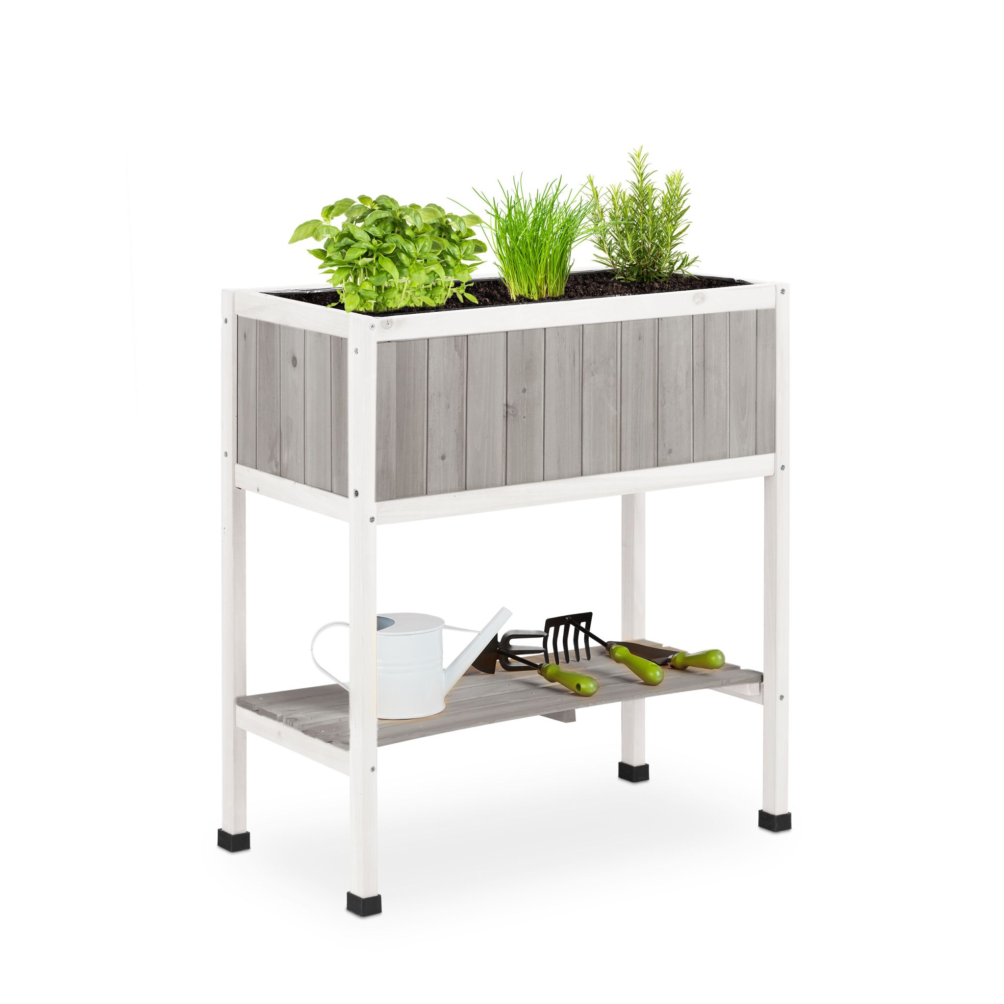 Hochbeet Holz Weiss-Schwarz-Grau