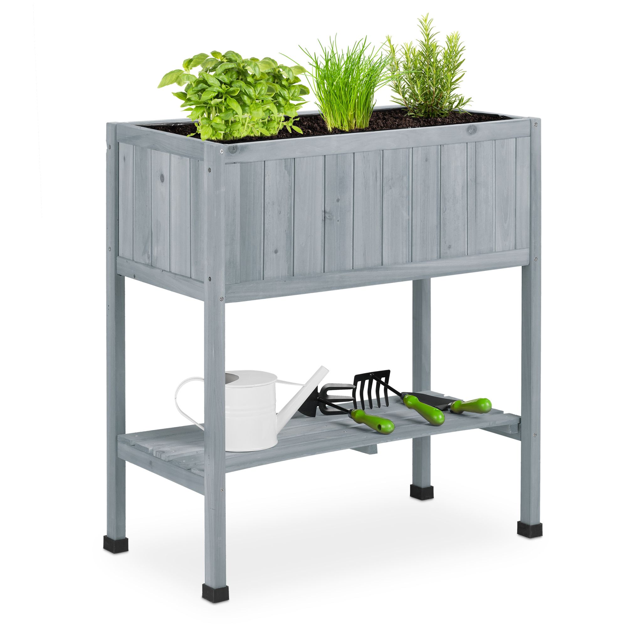 Hochbeet Holz Schwarz-Grau