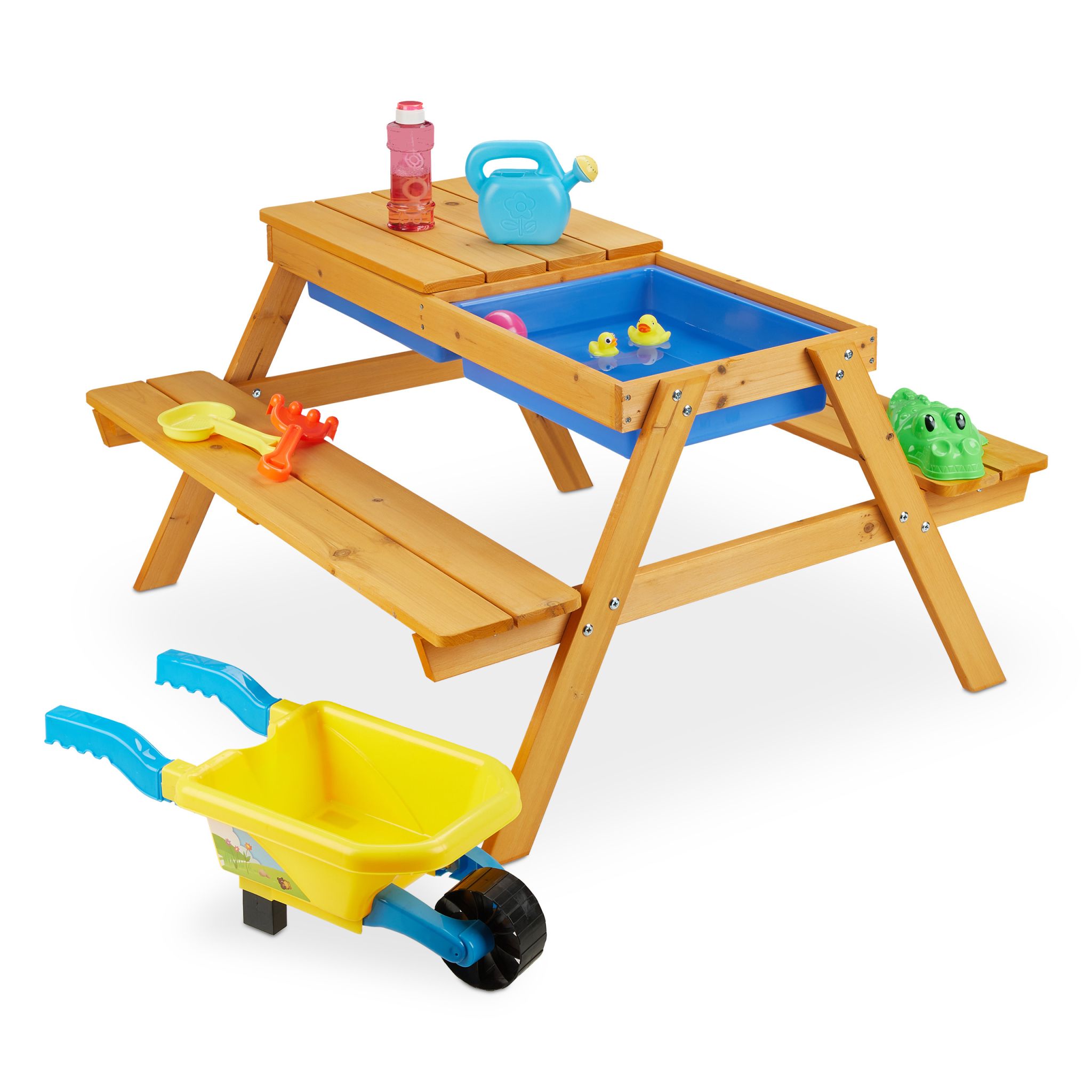 Kindersitzgruppe Holz für Garten Blau-Hellbraun