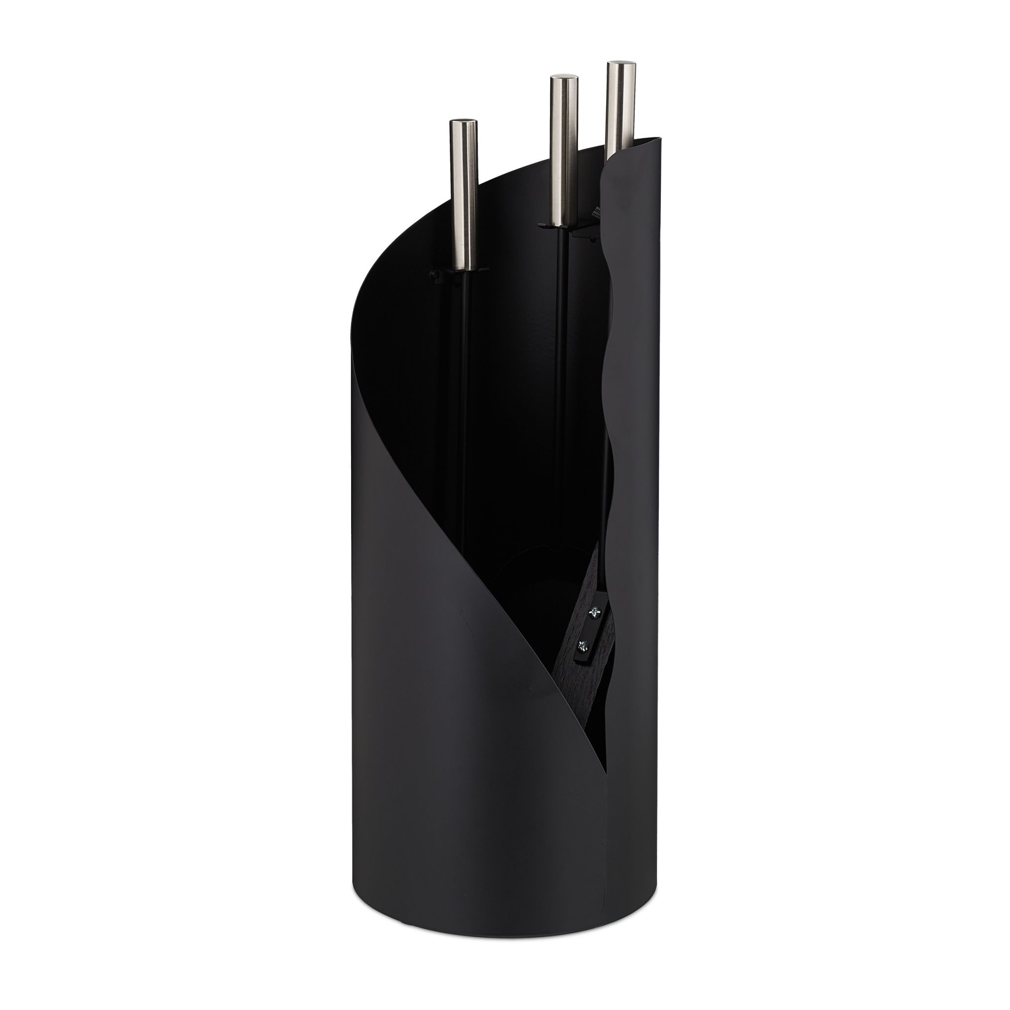 Kaminbesteck 4tlg. Schwarz-Silber