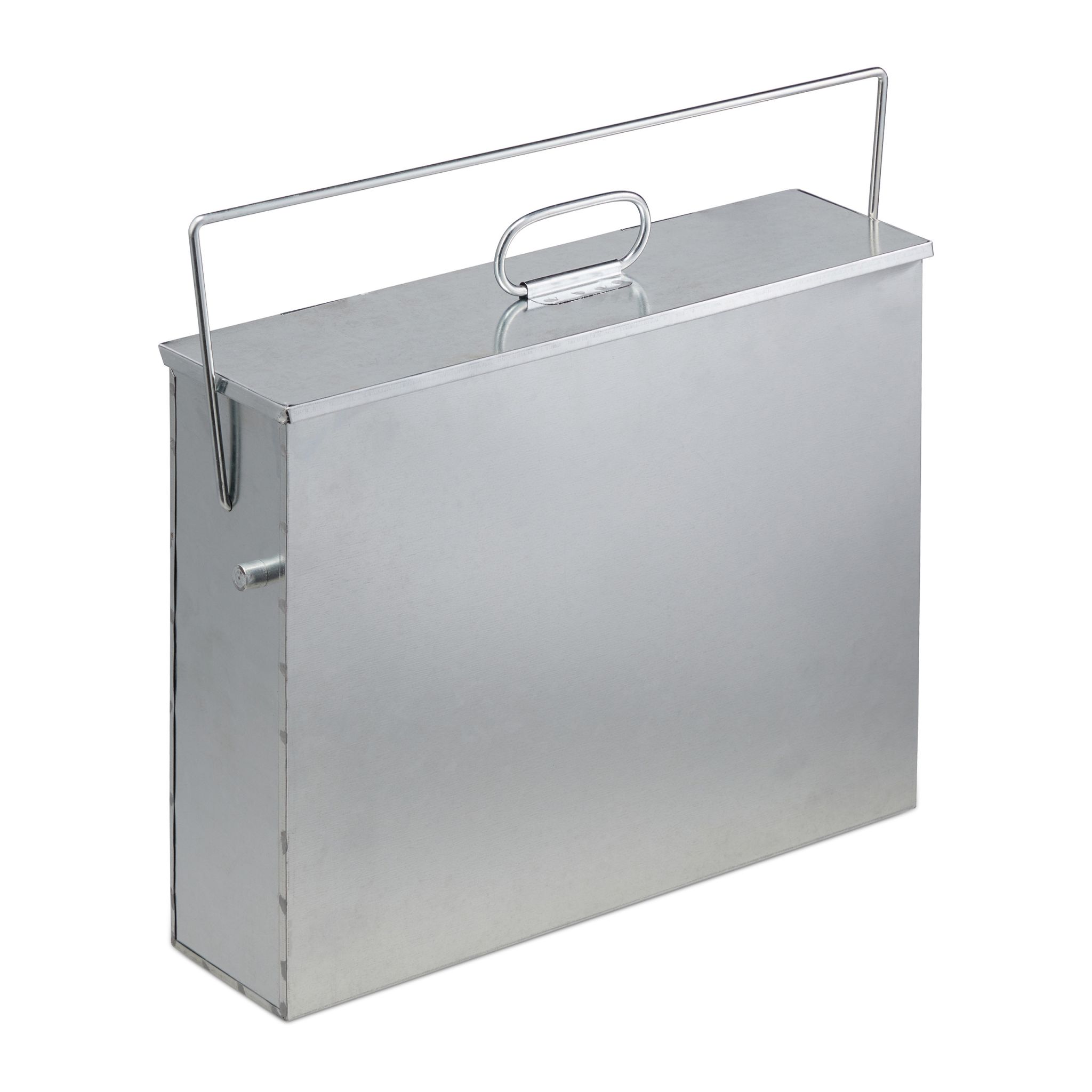 Ascheeimer eckig mit Deckel Silber